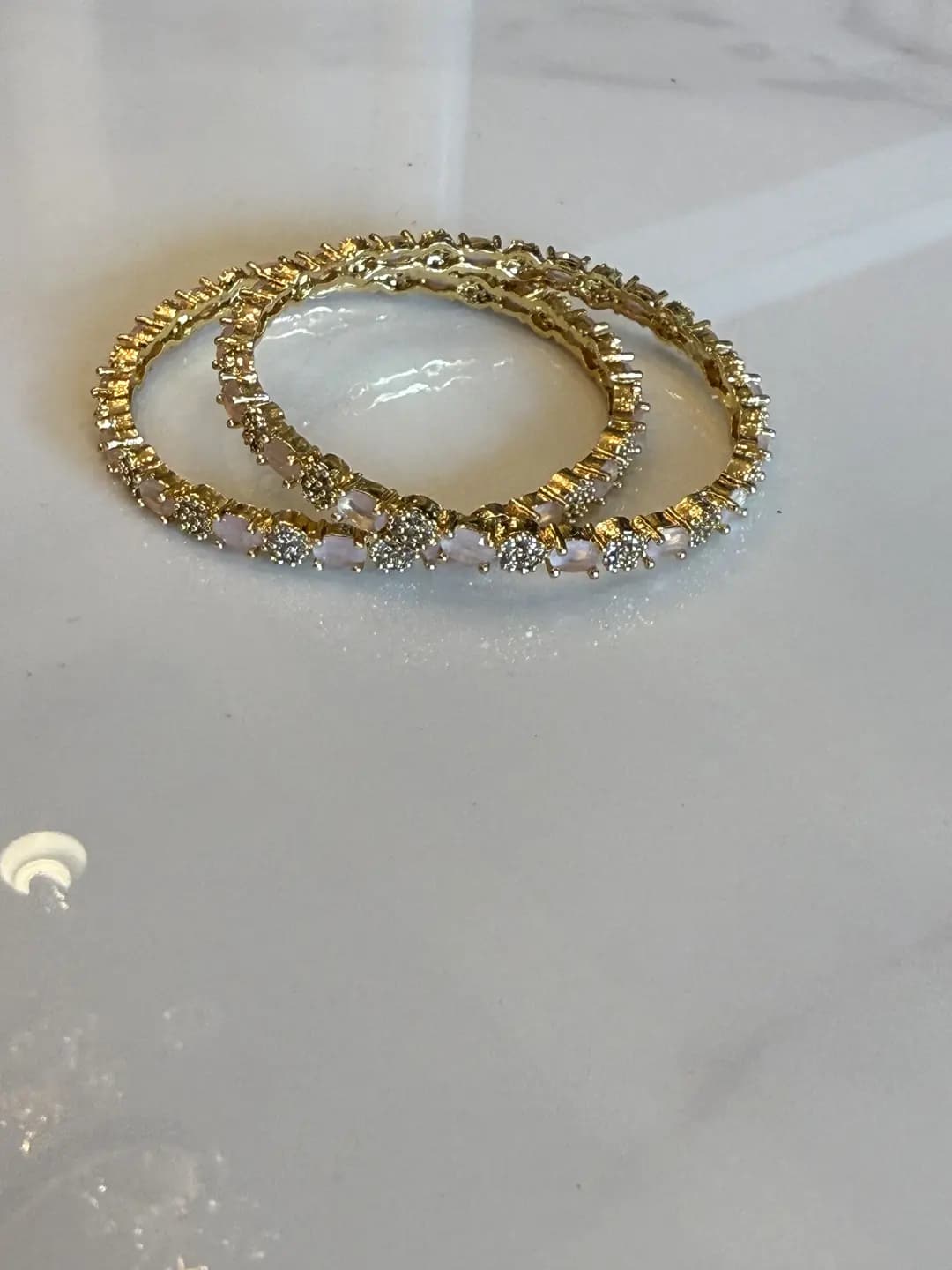 Gold Pink Opal and Diamond Accent Bracelet