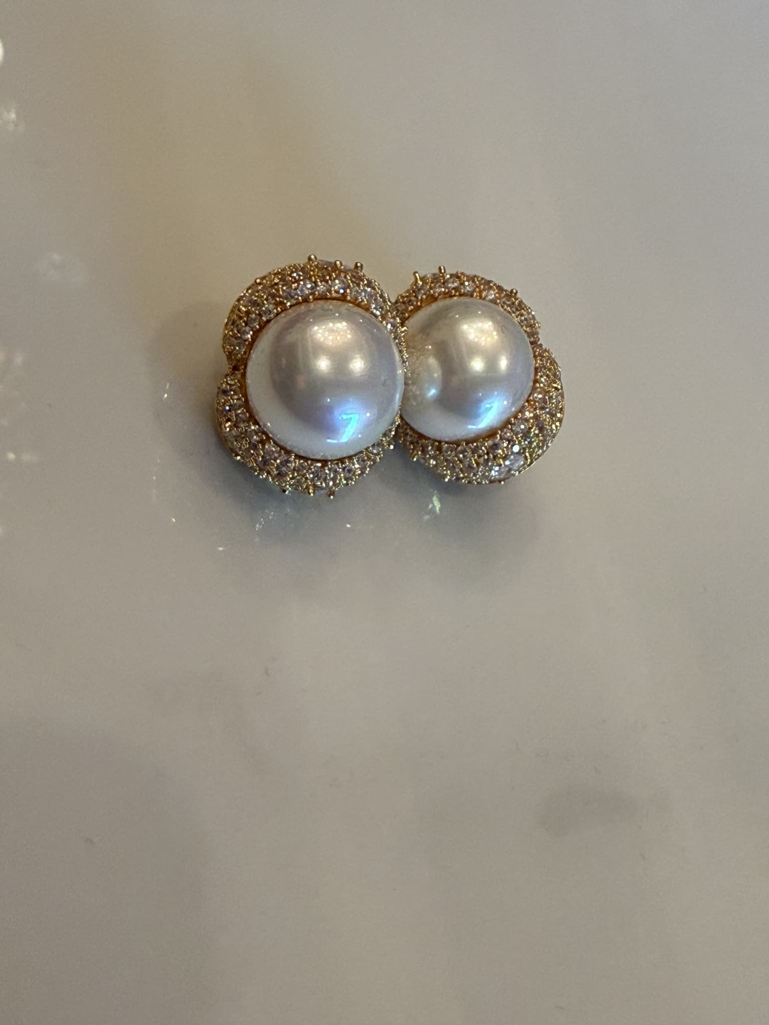 Pearl Medallion Stud Earrings