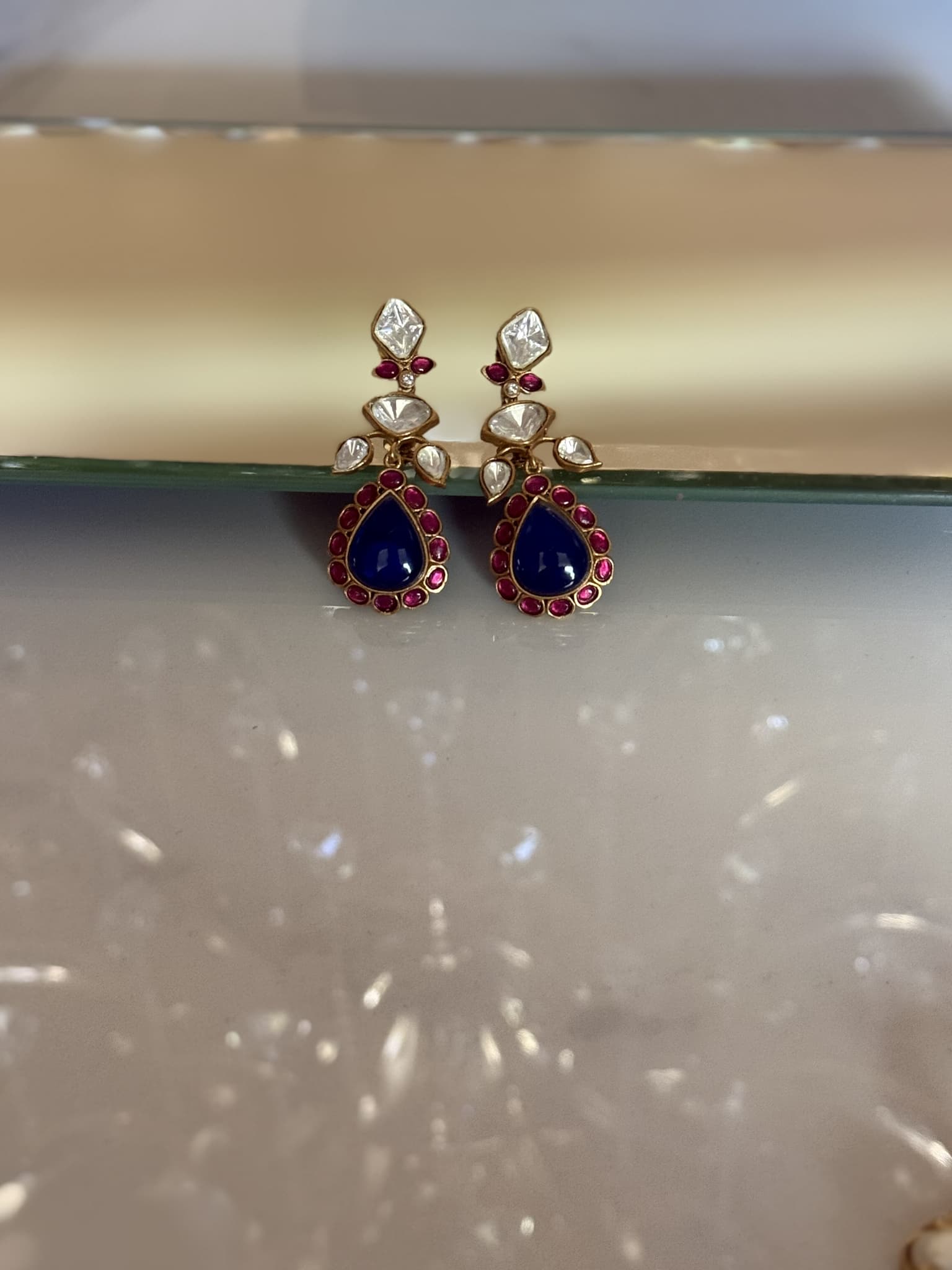 Royal Sapphire Ruby Drop Earrings
