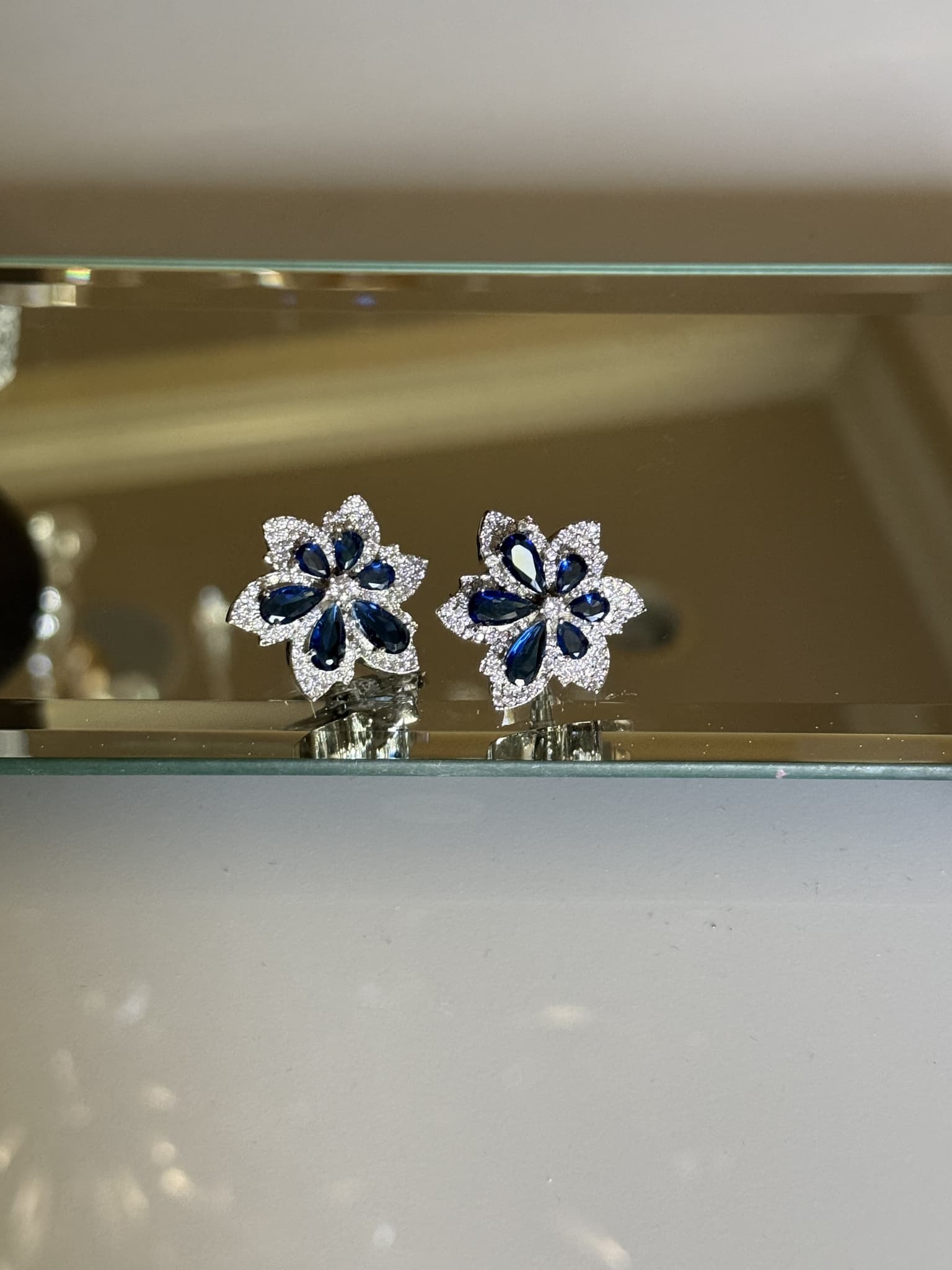Sapphire Floral Statement Earrings