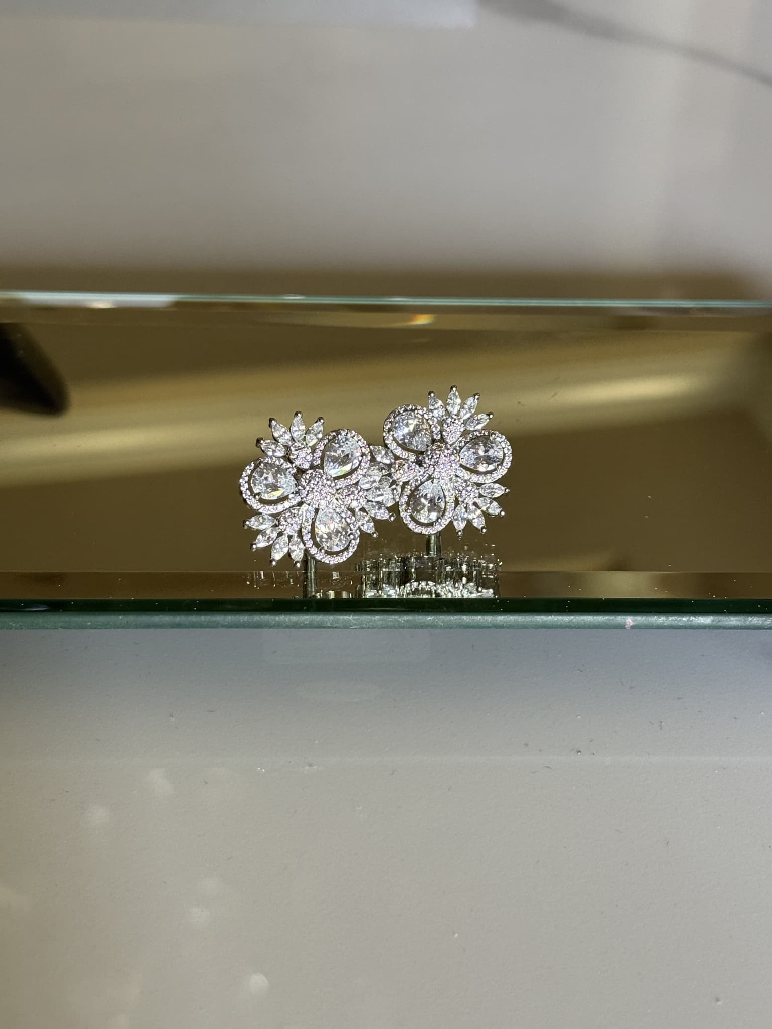 Diamond Cluster Floral Stud Earrings