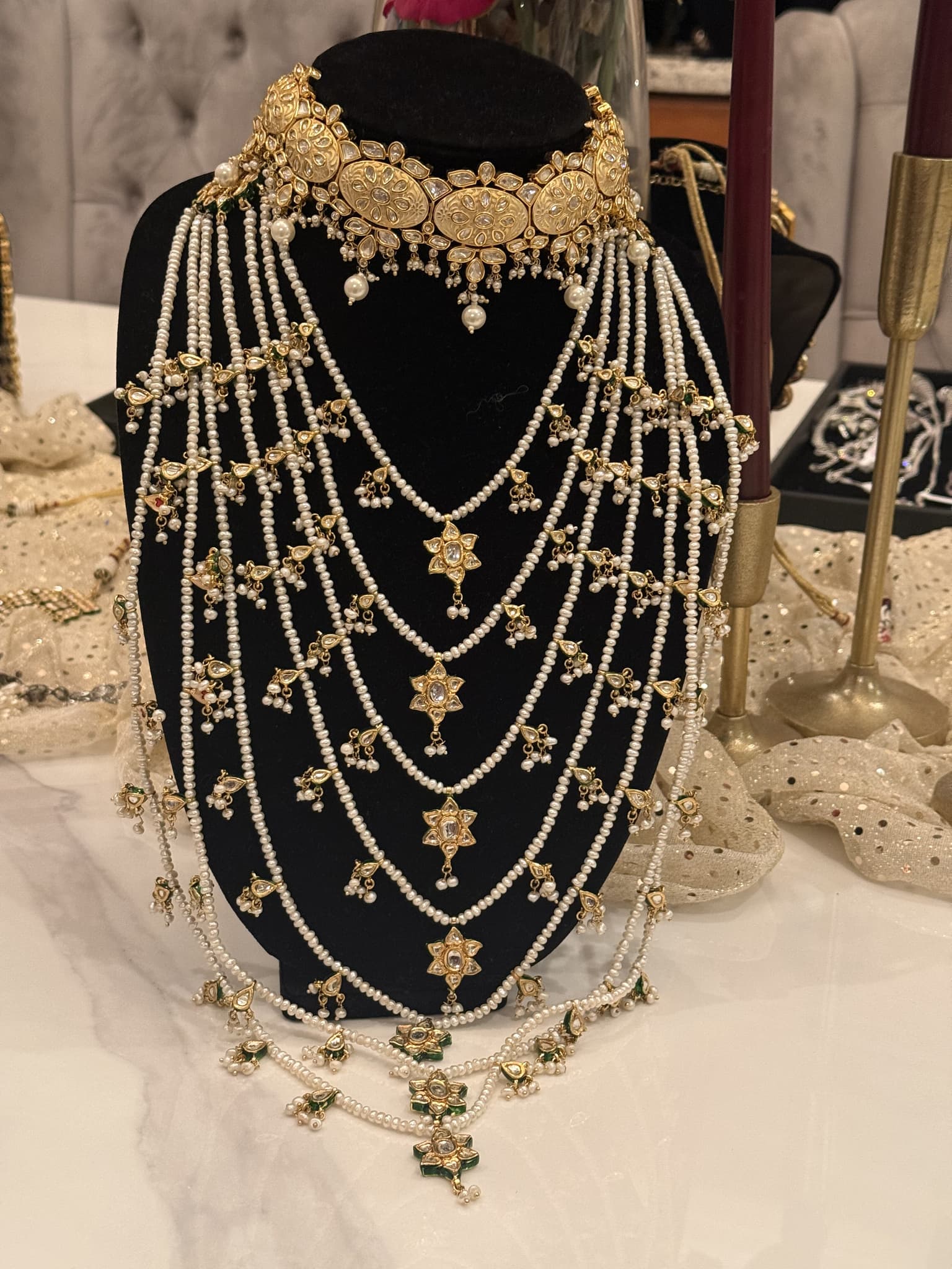 Polki and Pearl Layered Bridal Necklace