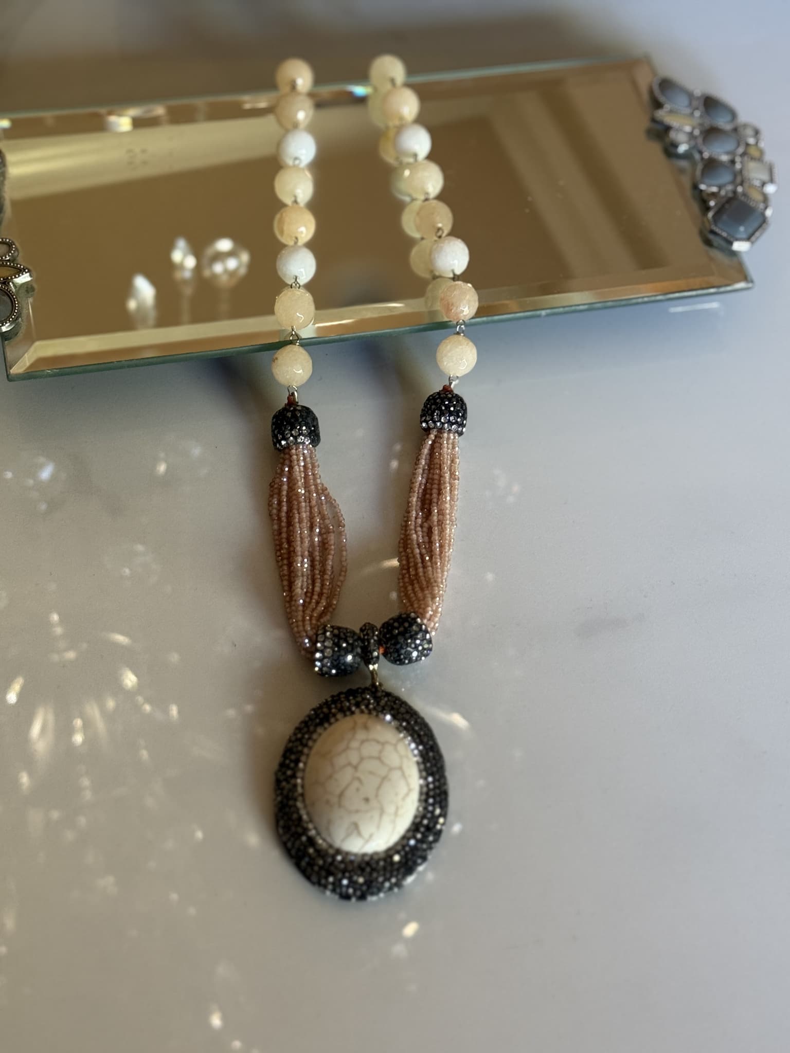 Pearl Medallion Tassel Necklace