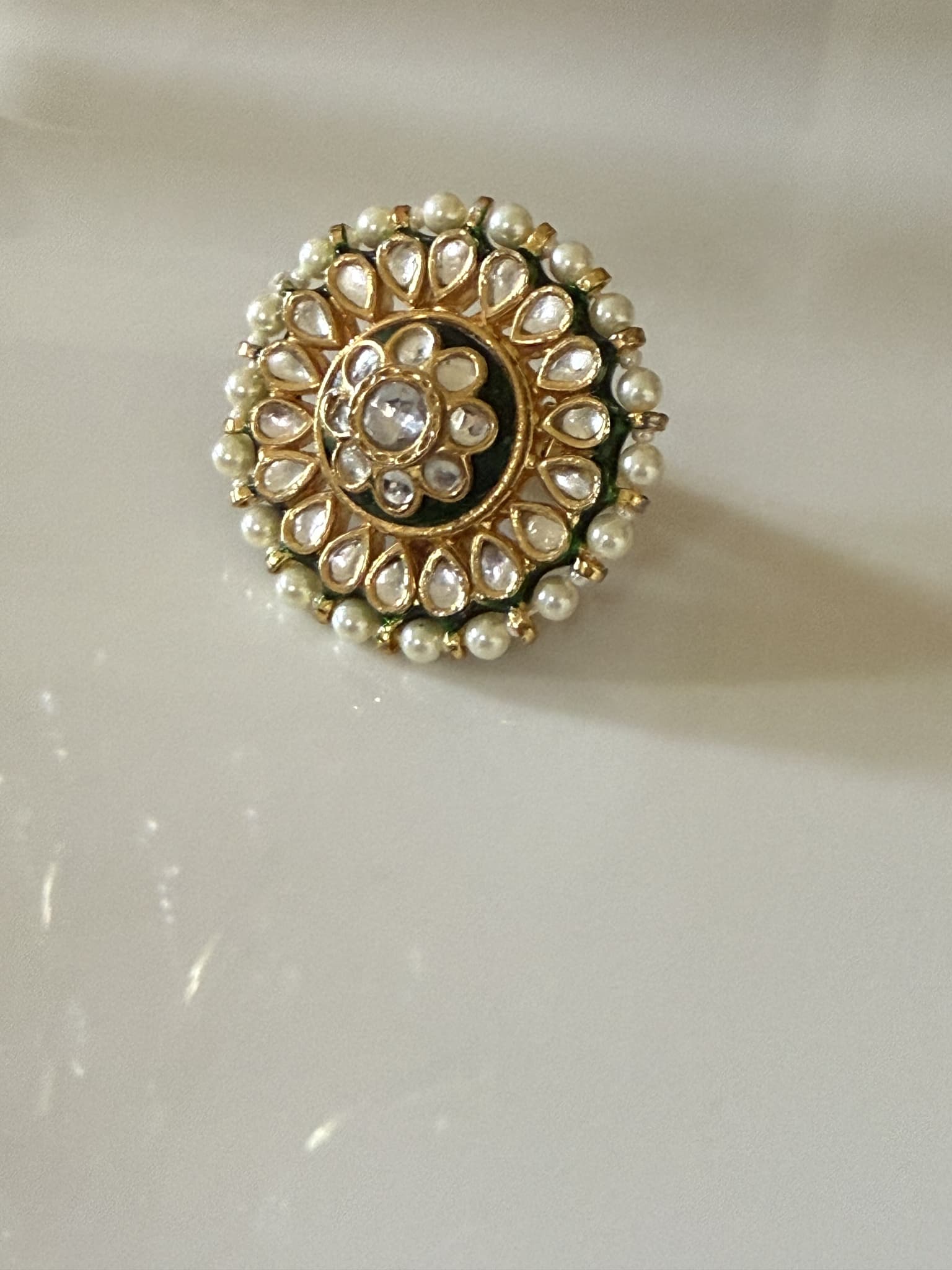 Pearl Halo Mirror Ring