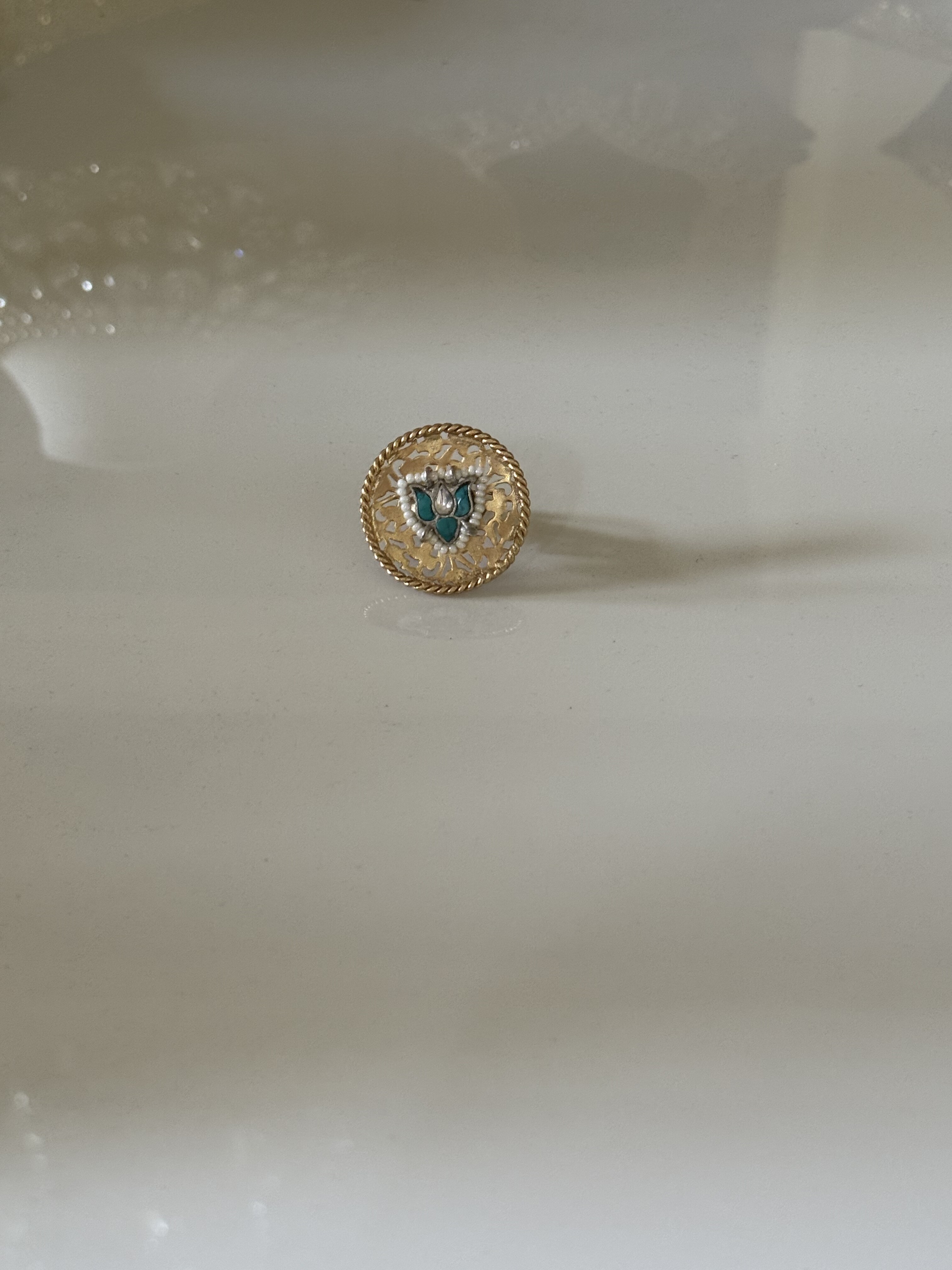 Black Lotus Kundan Ring