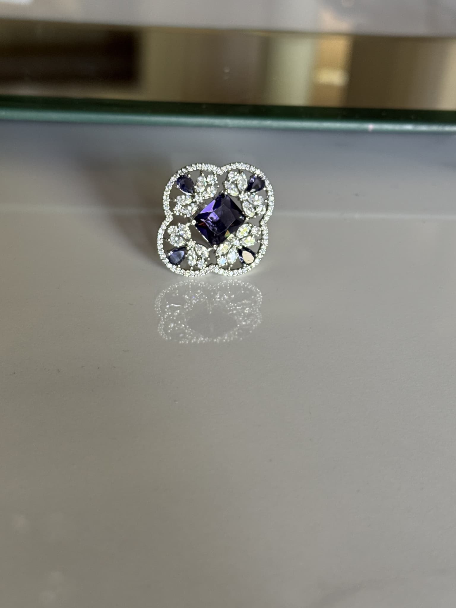 Amethyst Diamond Mosaic Ring