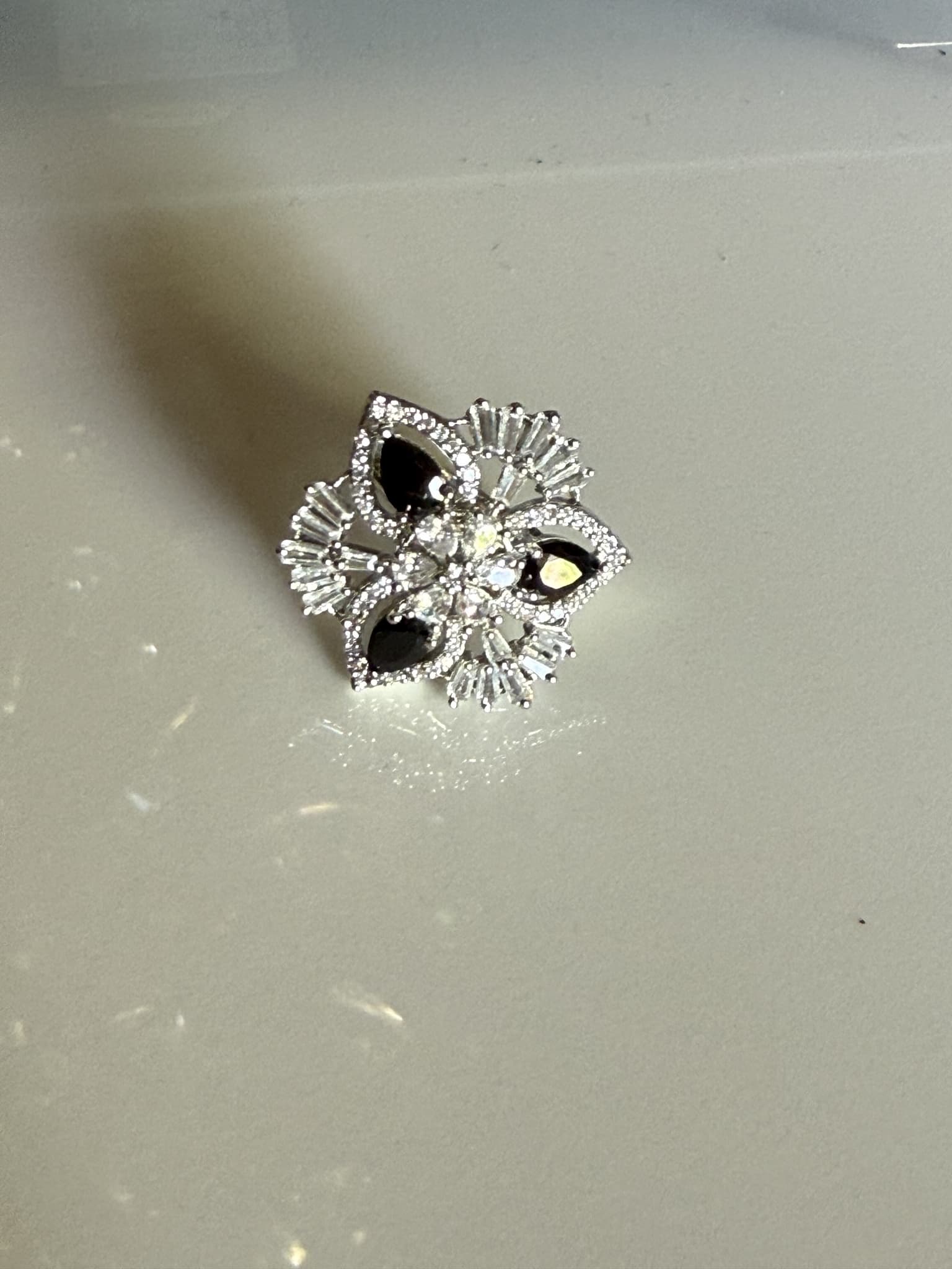 Black Lotus Kundan Ring
