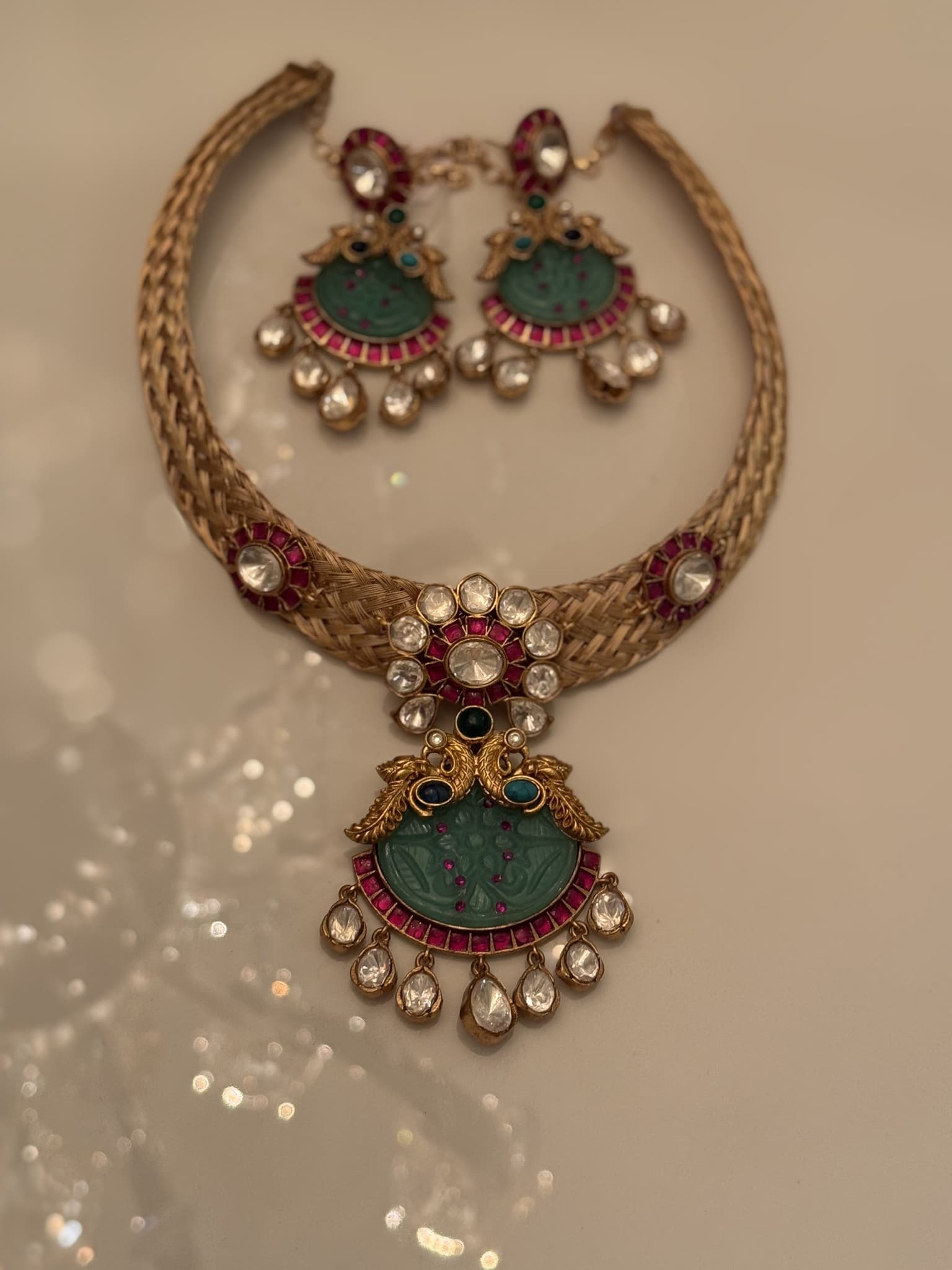 Meenakari Embossed Necklace Set