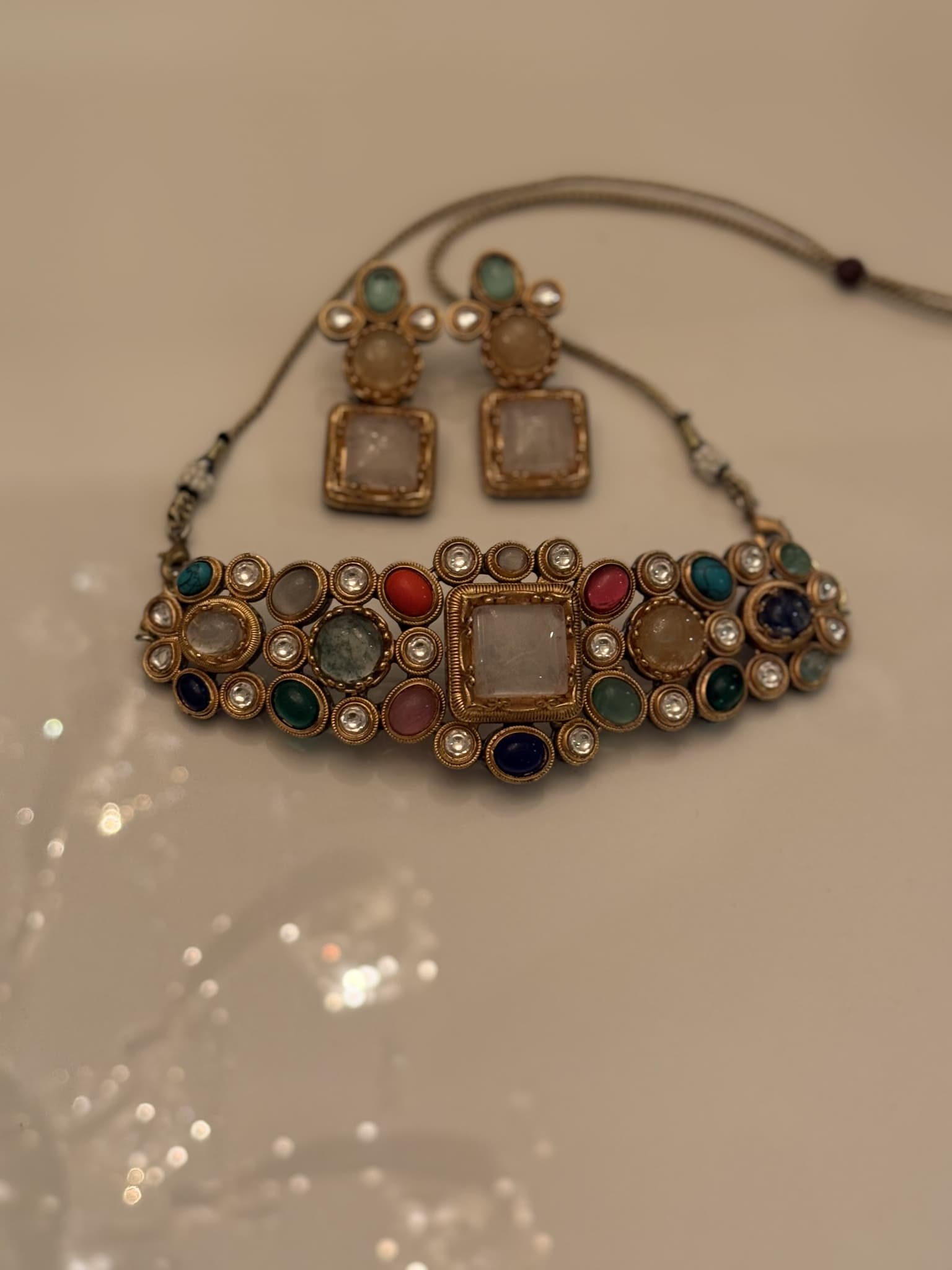 Multistone Polki Necklace Set