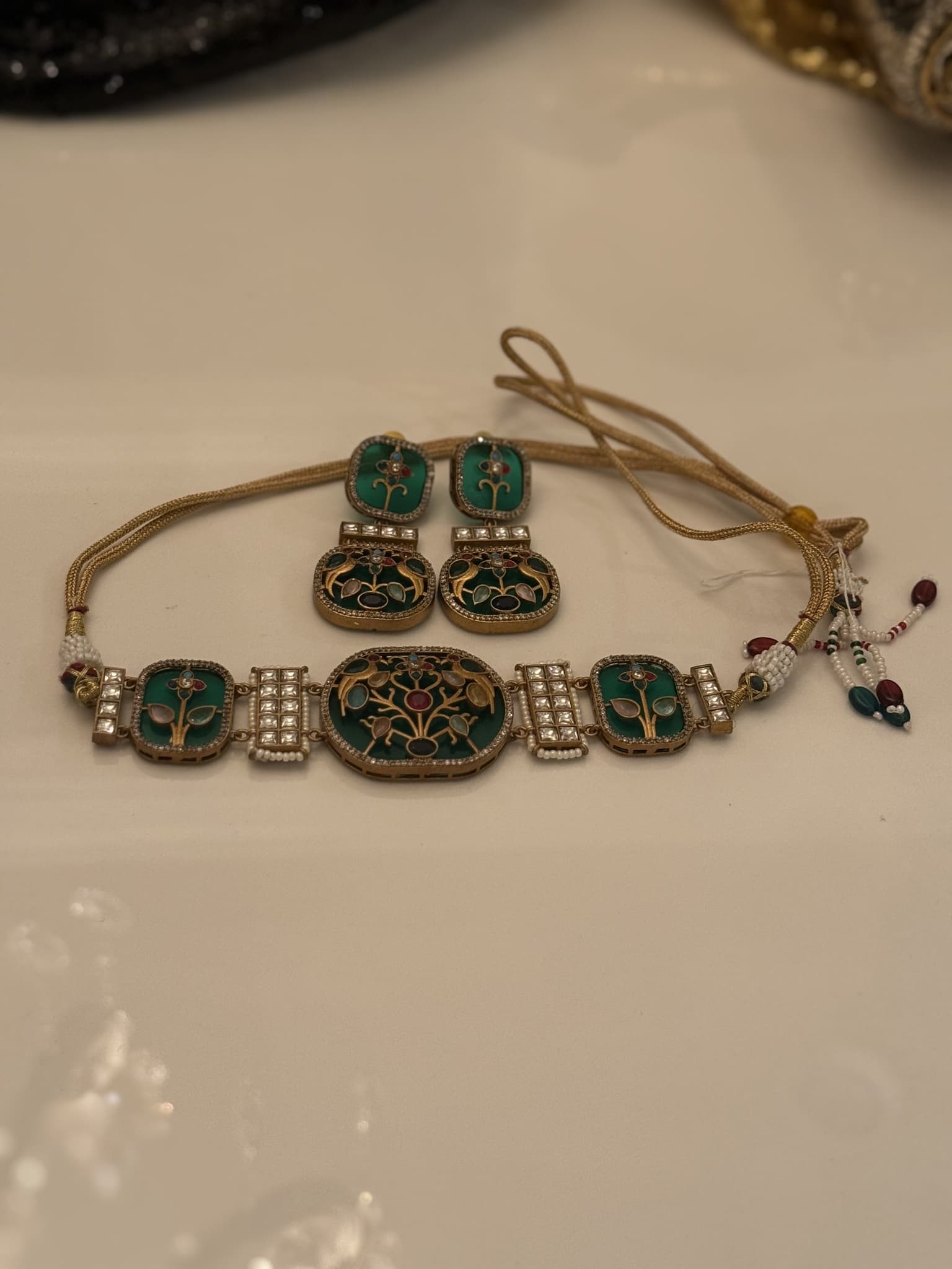 Multicolor Gemstone Pearl Floral Set