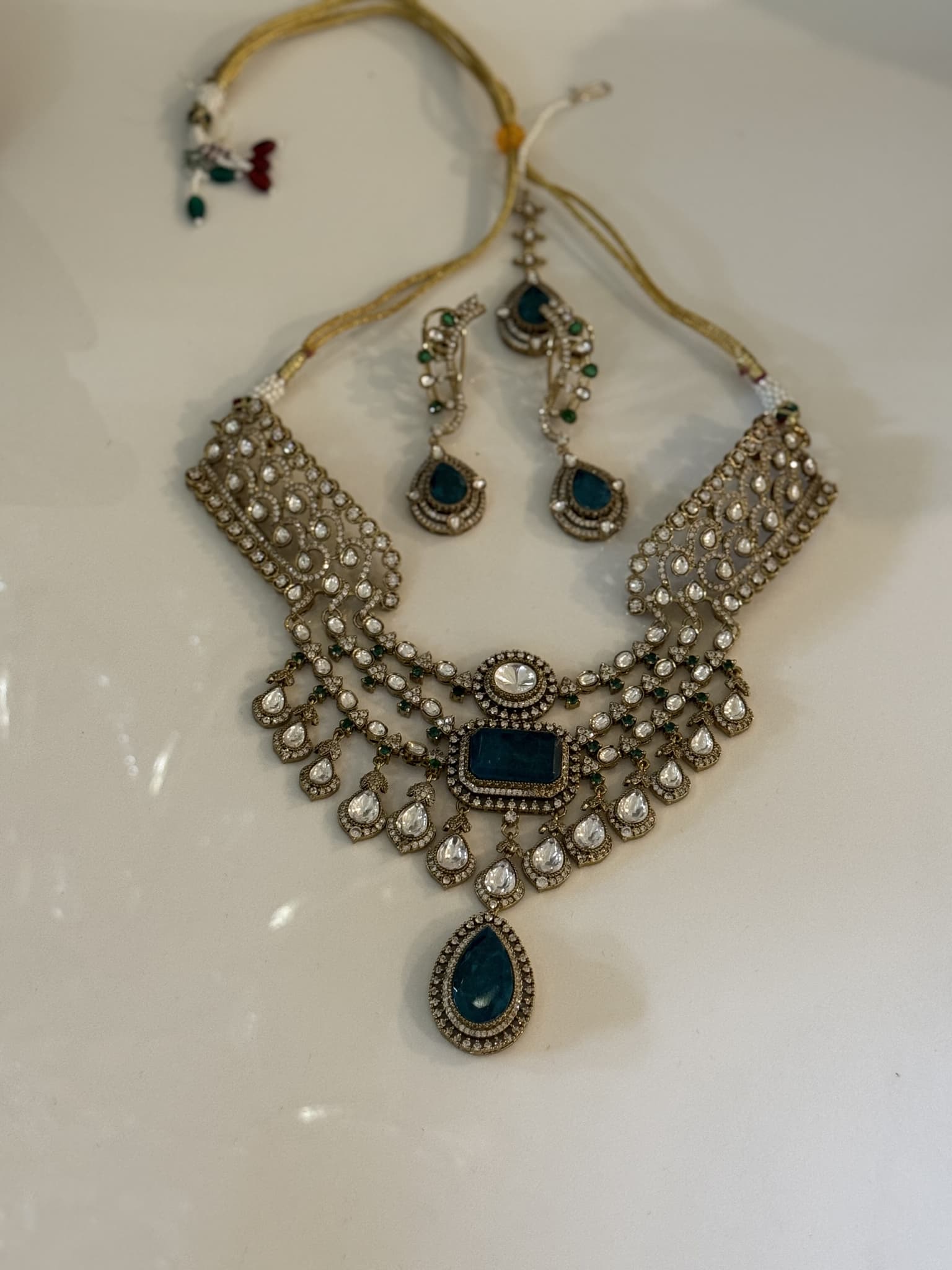 Regal Emerald Statement Necklace Set