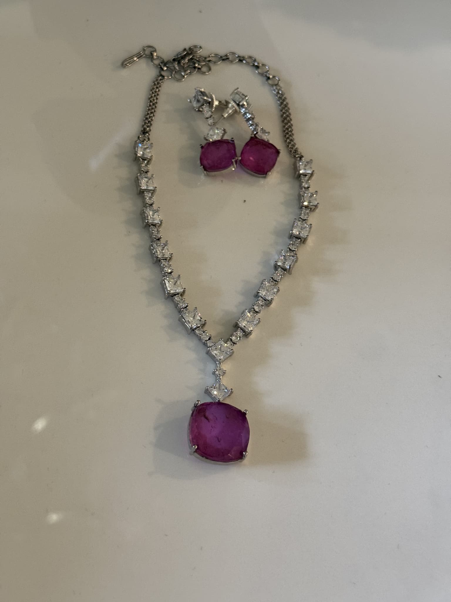 Ruby Solitaire Pendant Set