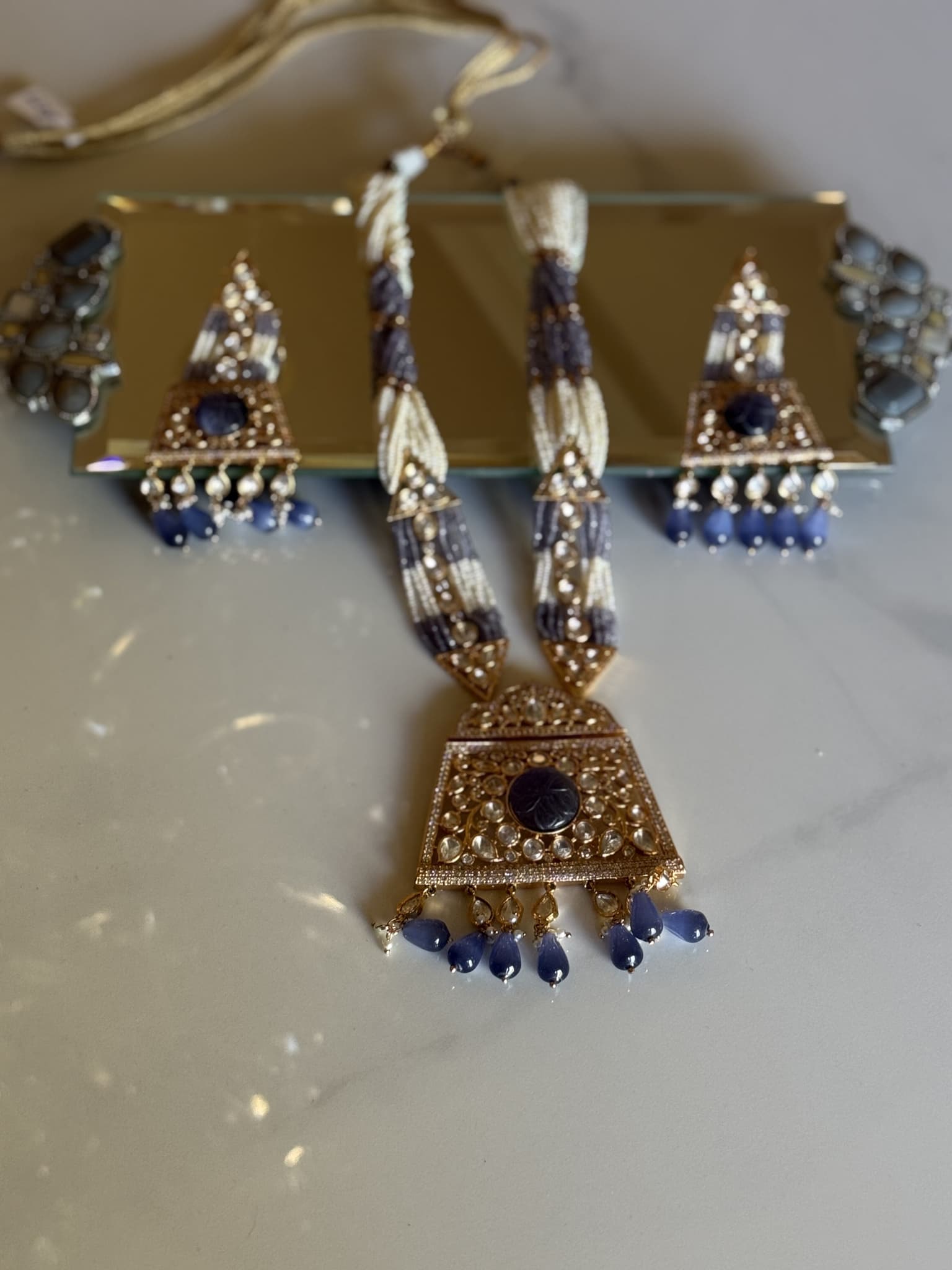 Sapphire Beaded Necklace Set