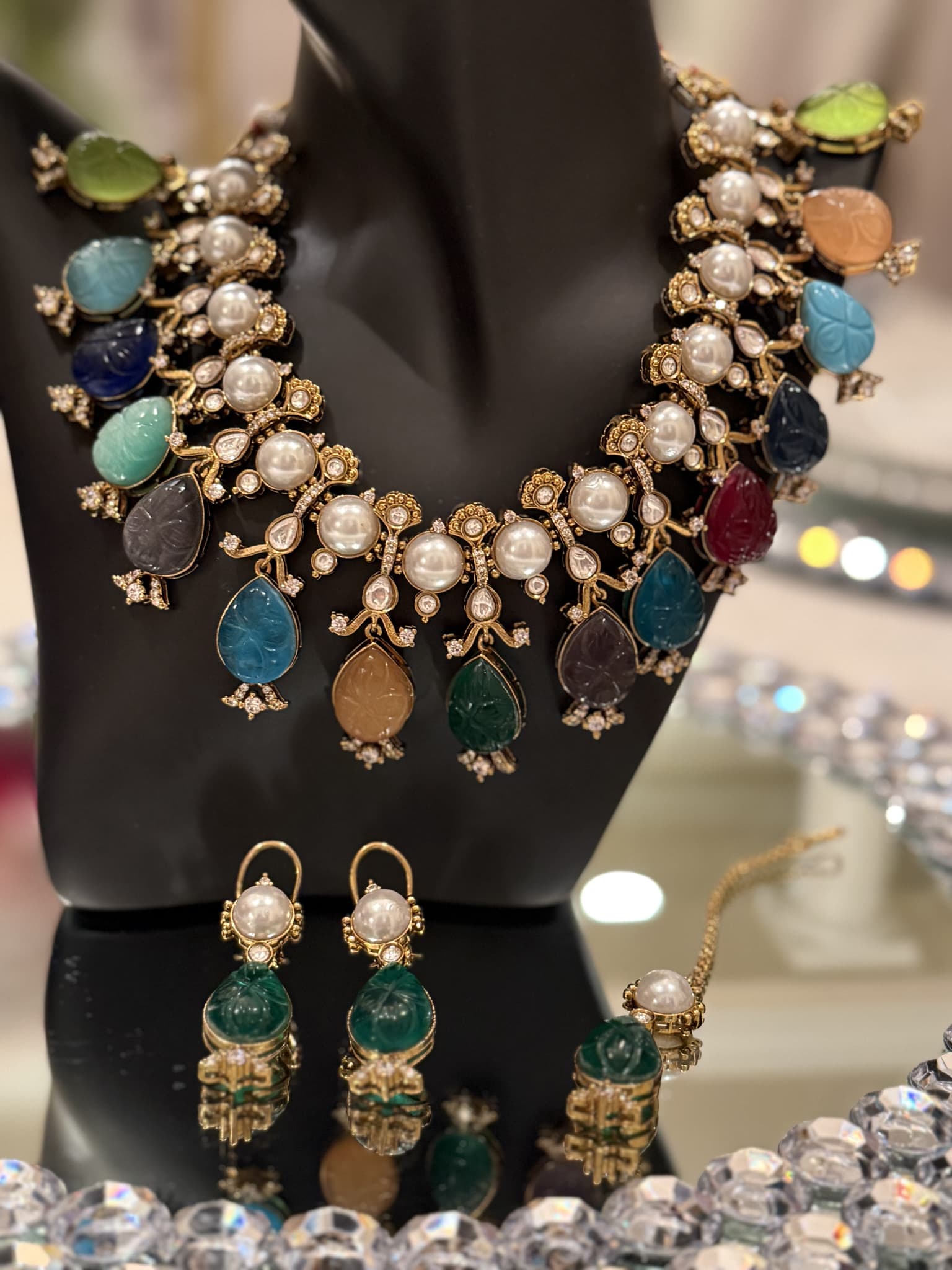 Baroque Pearl and Diamond Pendant Necklace Set