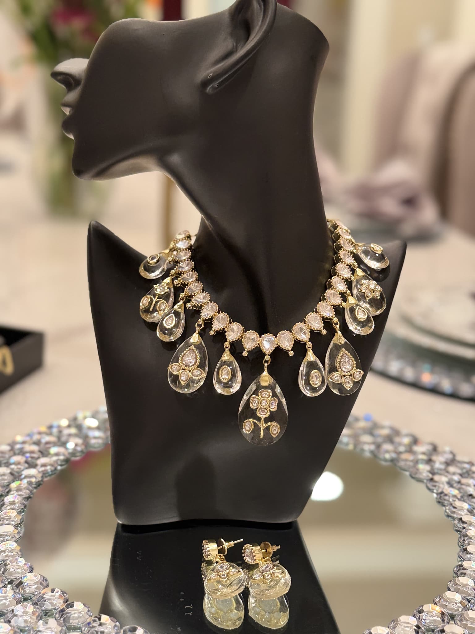 Quartz Crystal Statement Necklace Set