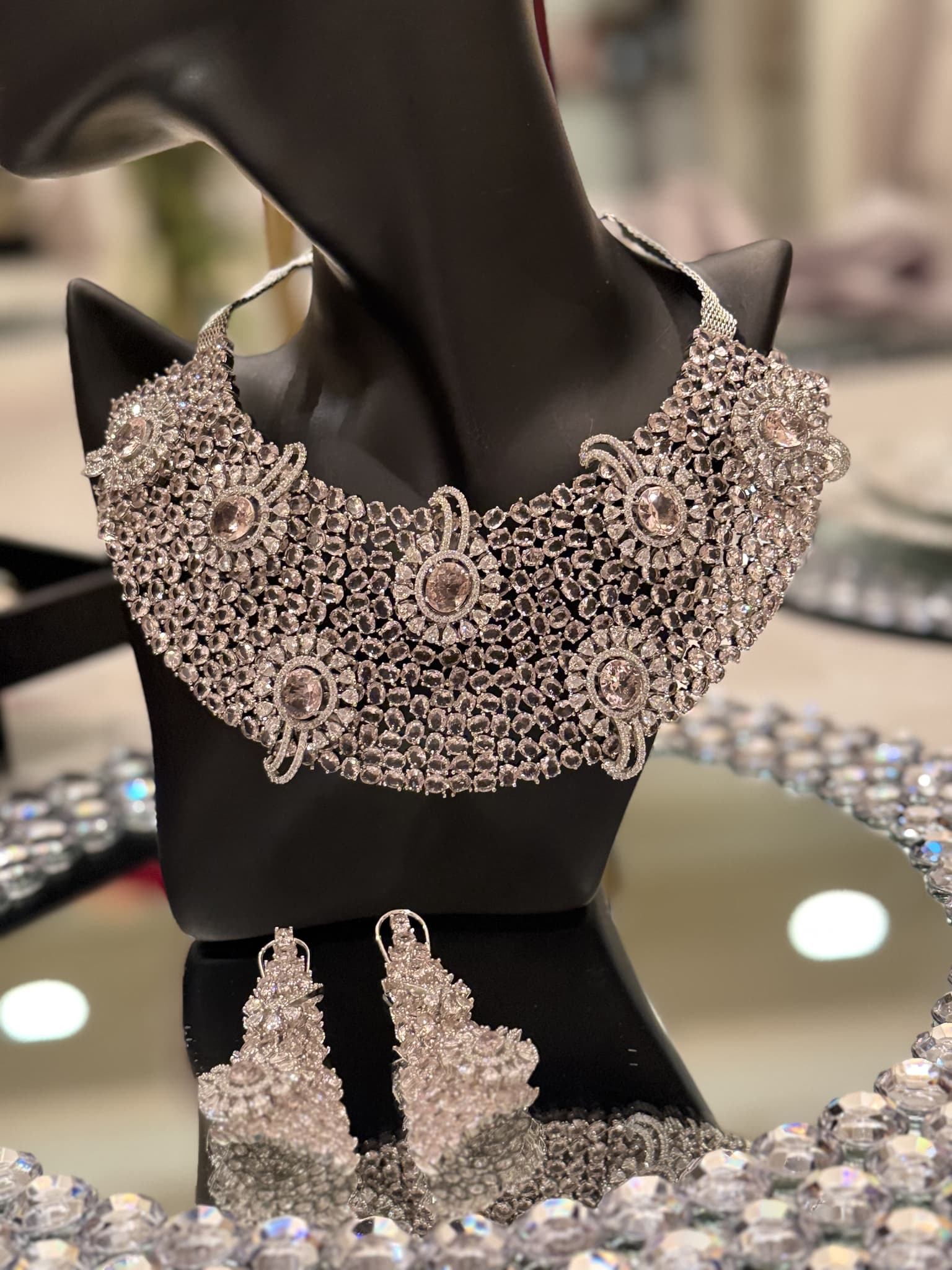 Diamond Pave Floral Necklace Set thumbnail 2