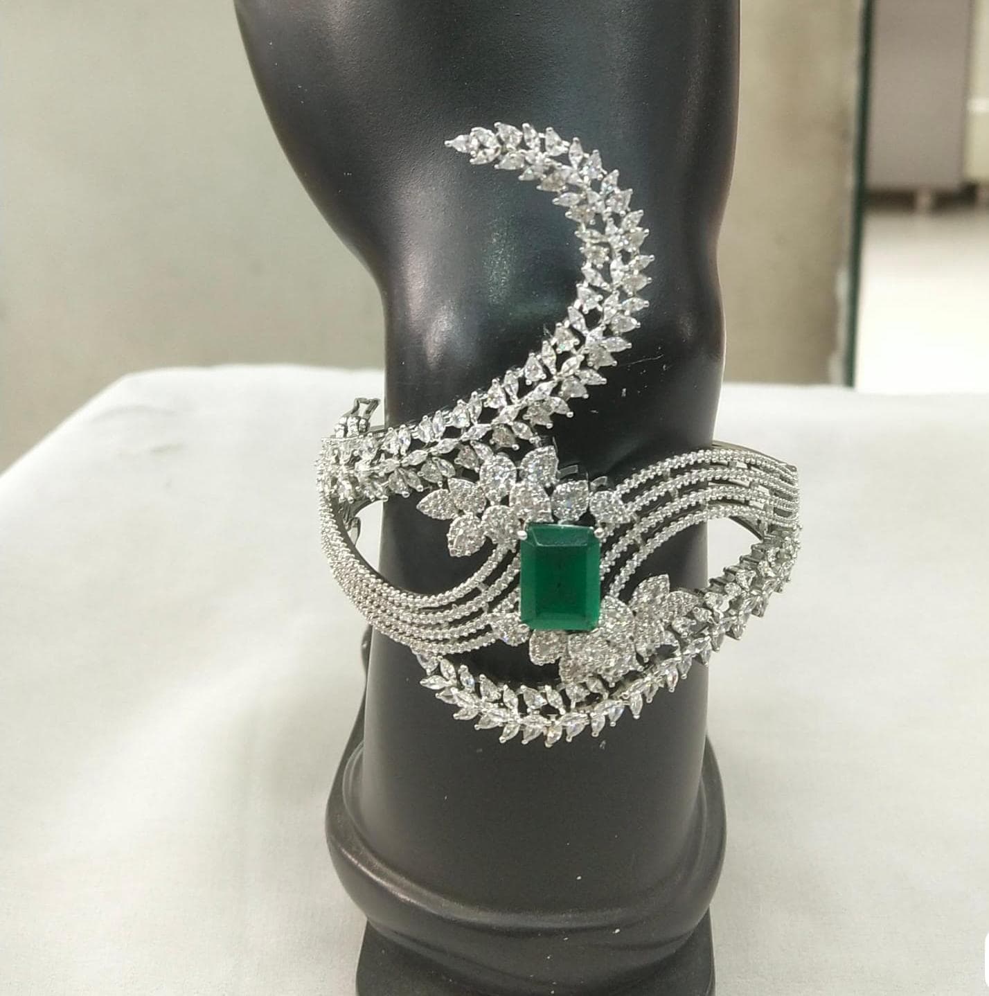 Silver Sapphire and Diamond Filigree Bracelet