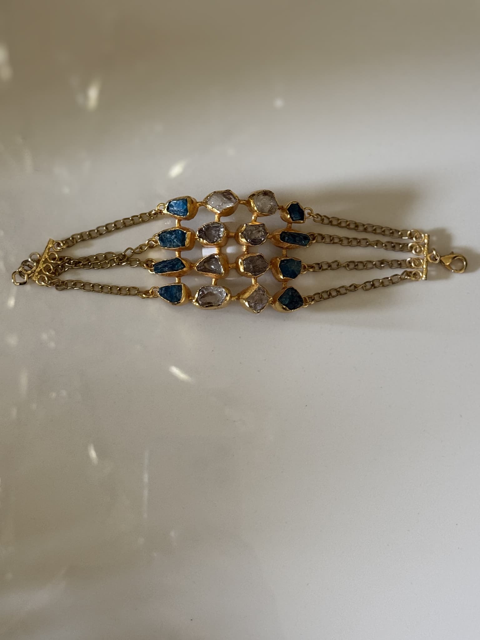 Blue Glass Chain Bracelet