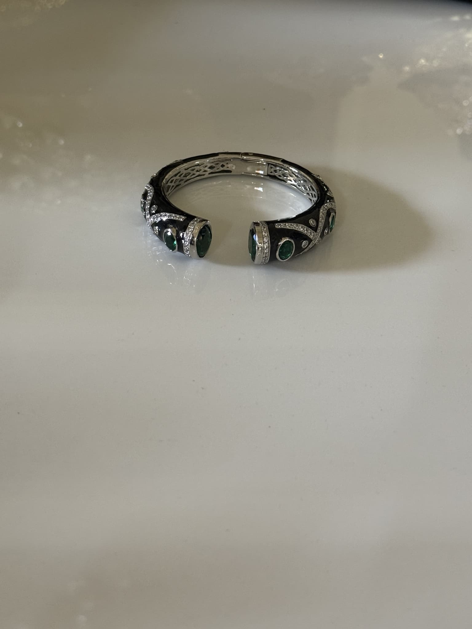 Black Silver Engraved Cuff