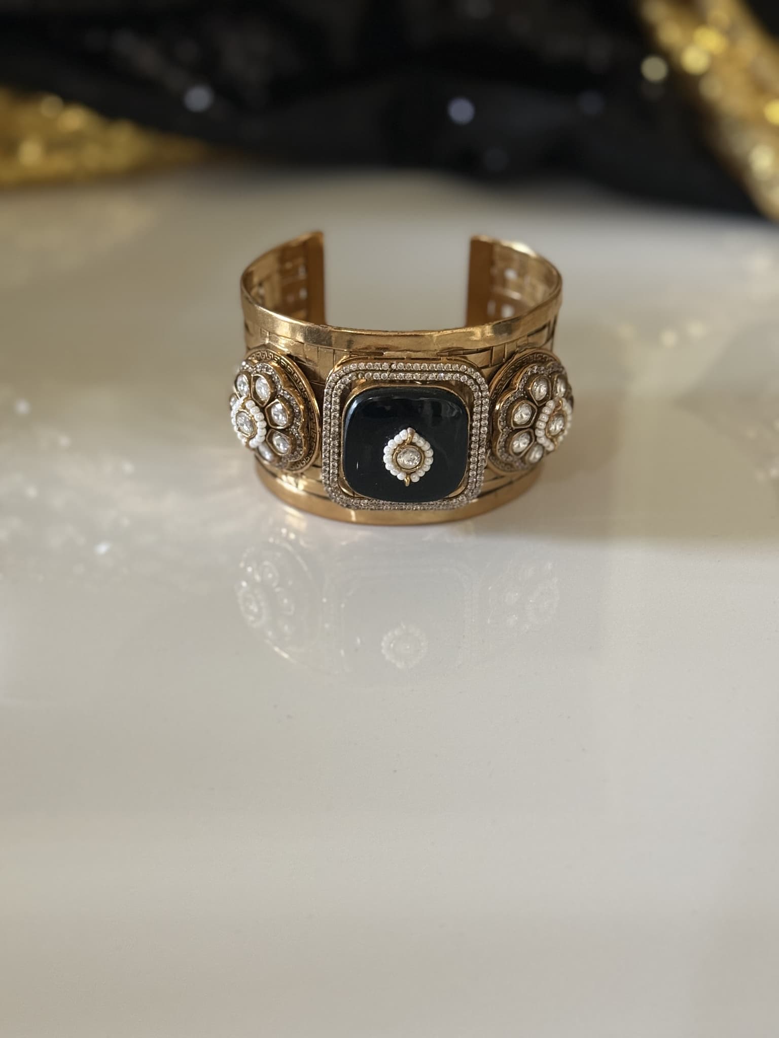 Black Center Pearl Cuff