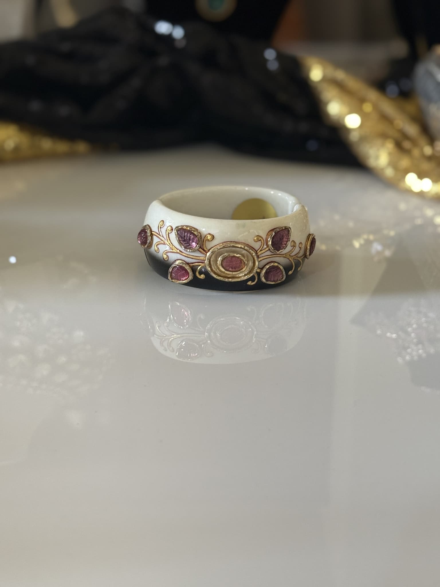 Floral Ruby and Diamond Link Bracelet