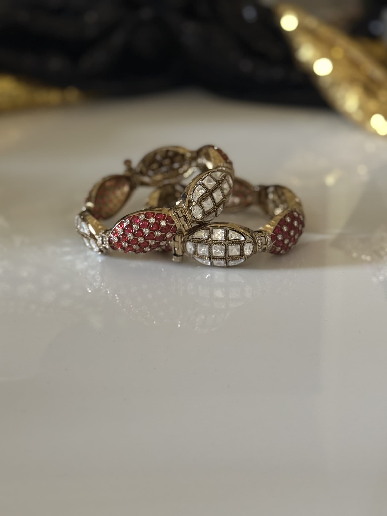 Elegant Diamond Studded Gold Bangle