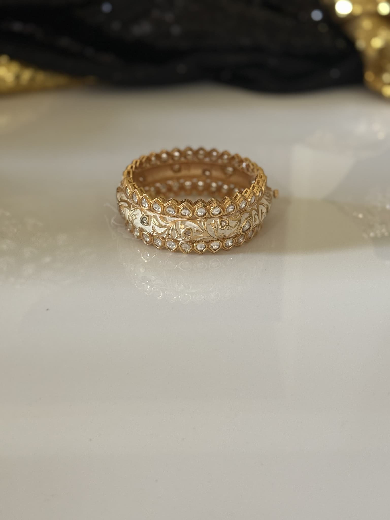 Enamel Polki Wide Band