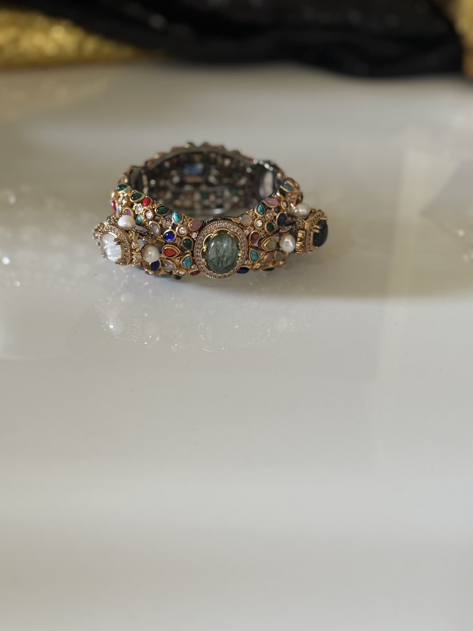 Enamel Polki Wide Band