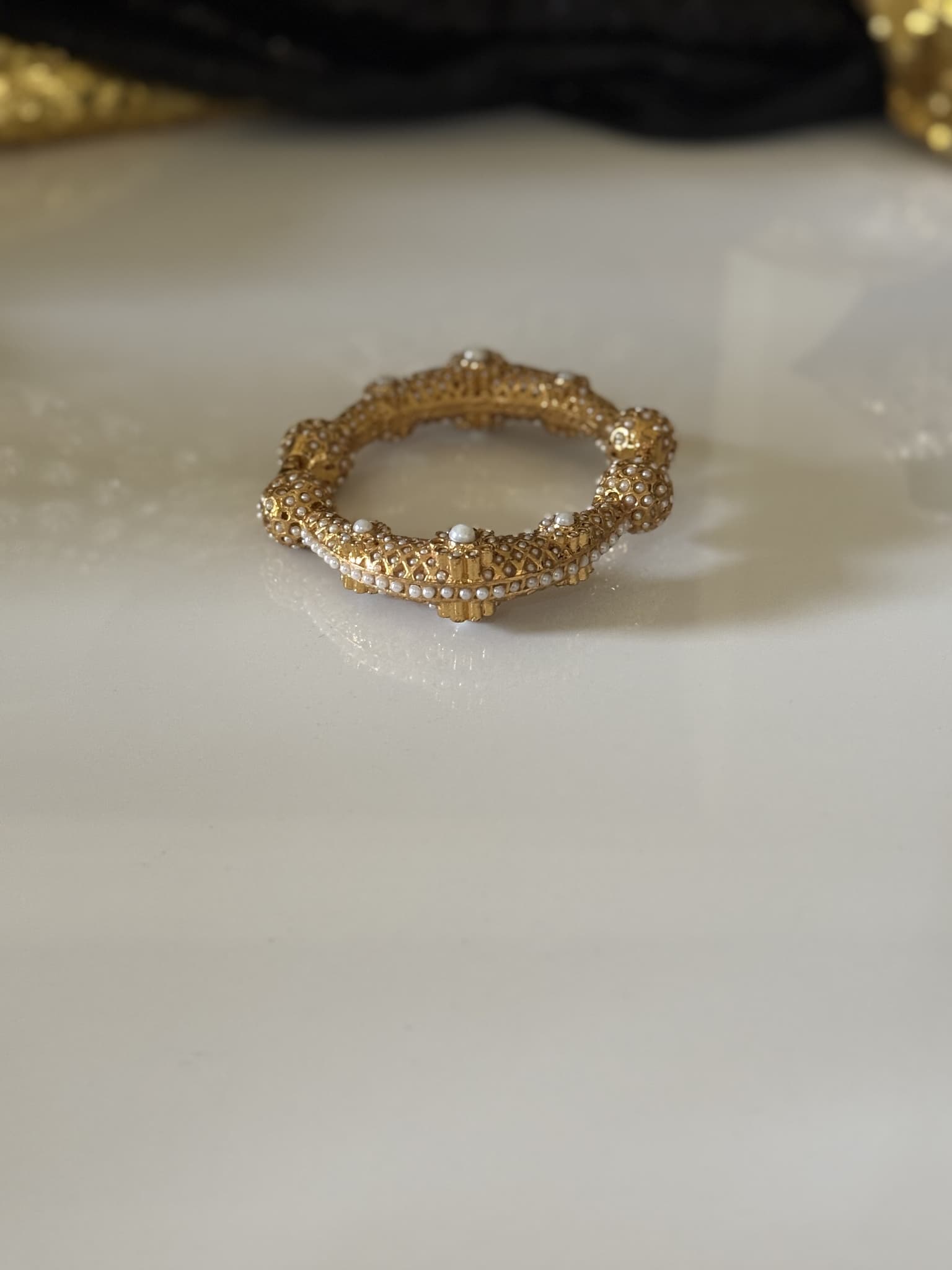 Gold Pearl Beaded Dome Bracelet