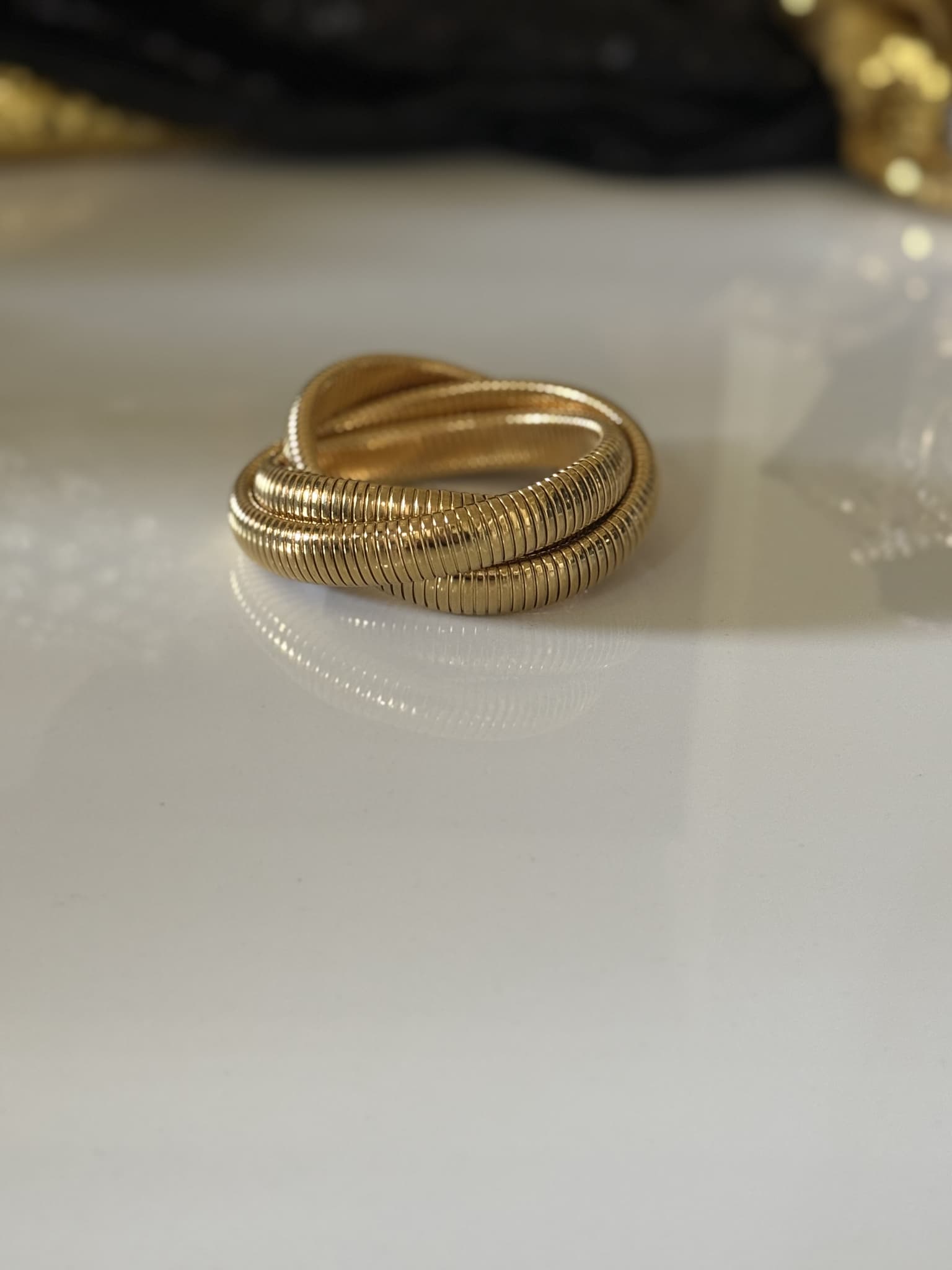 Gold Coil Mesh Bracelet
