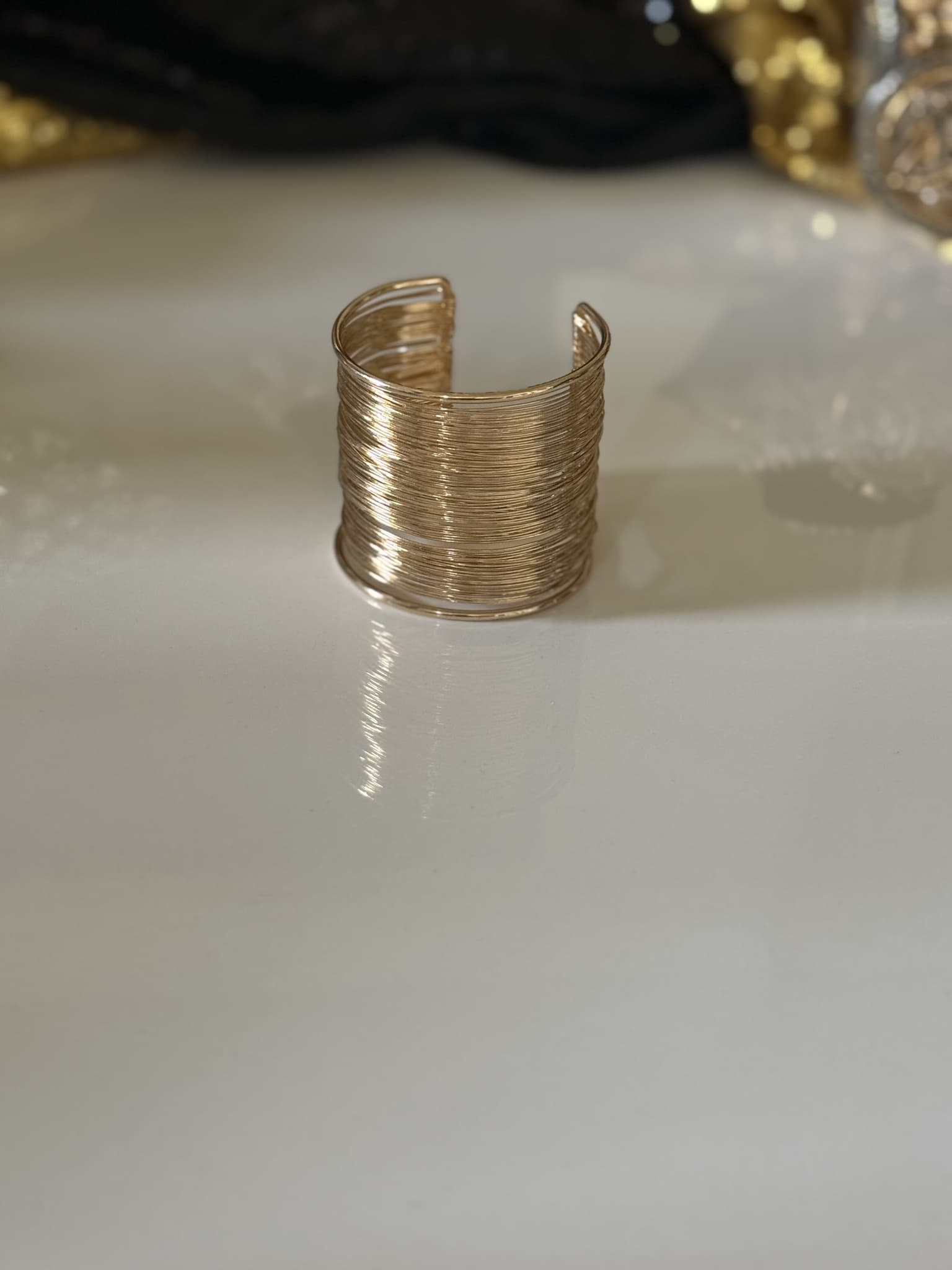 Textured Gold Wide Cuff
