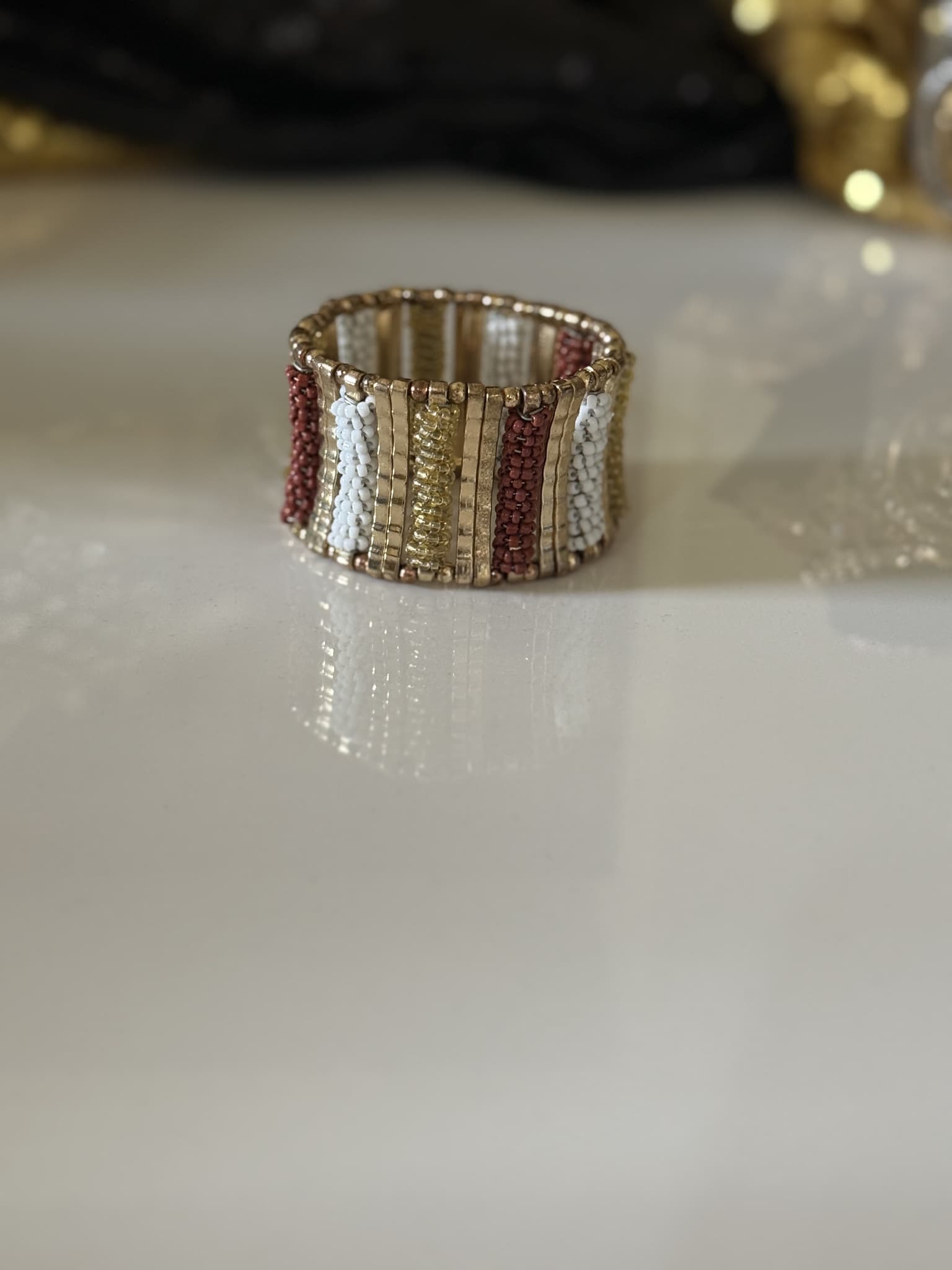Multicolor Beaded Wide Band Bracelet