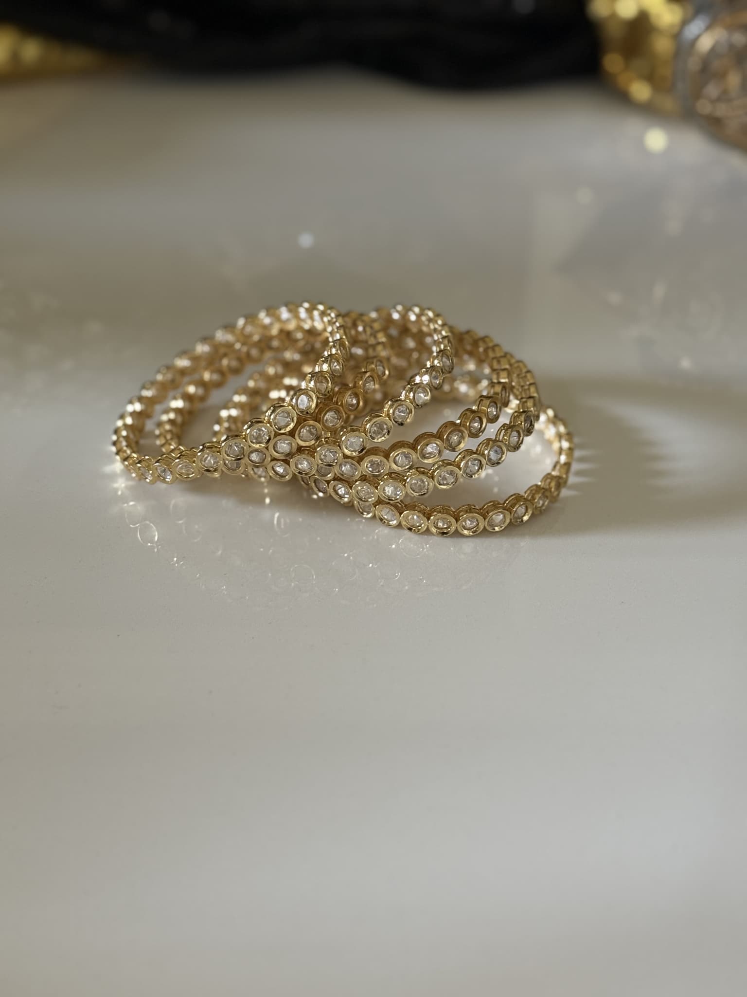 Gold Polki 6 bangles set
