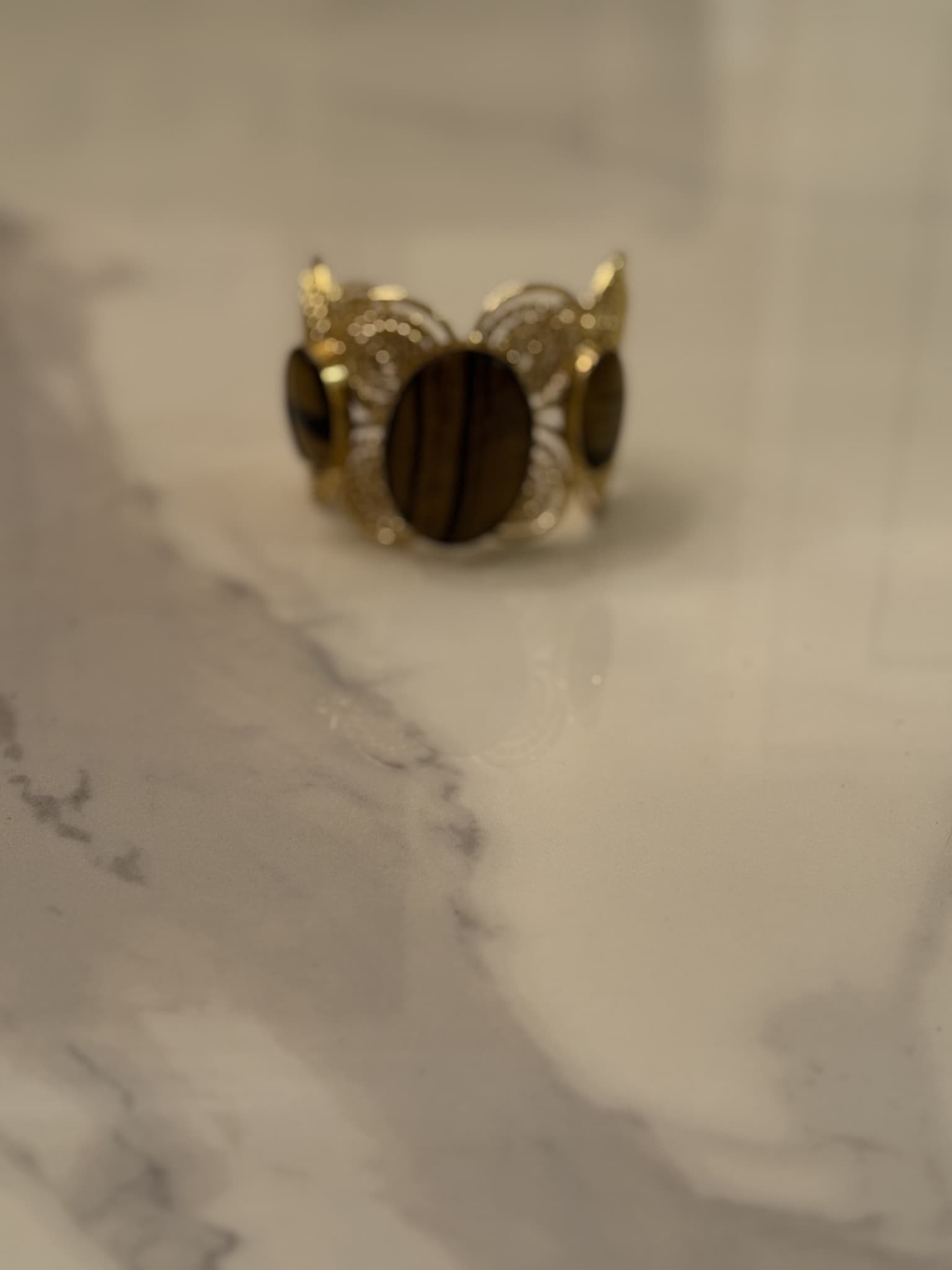 Pink Agate and Gold Mesh Cuff