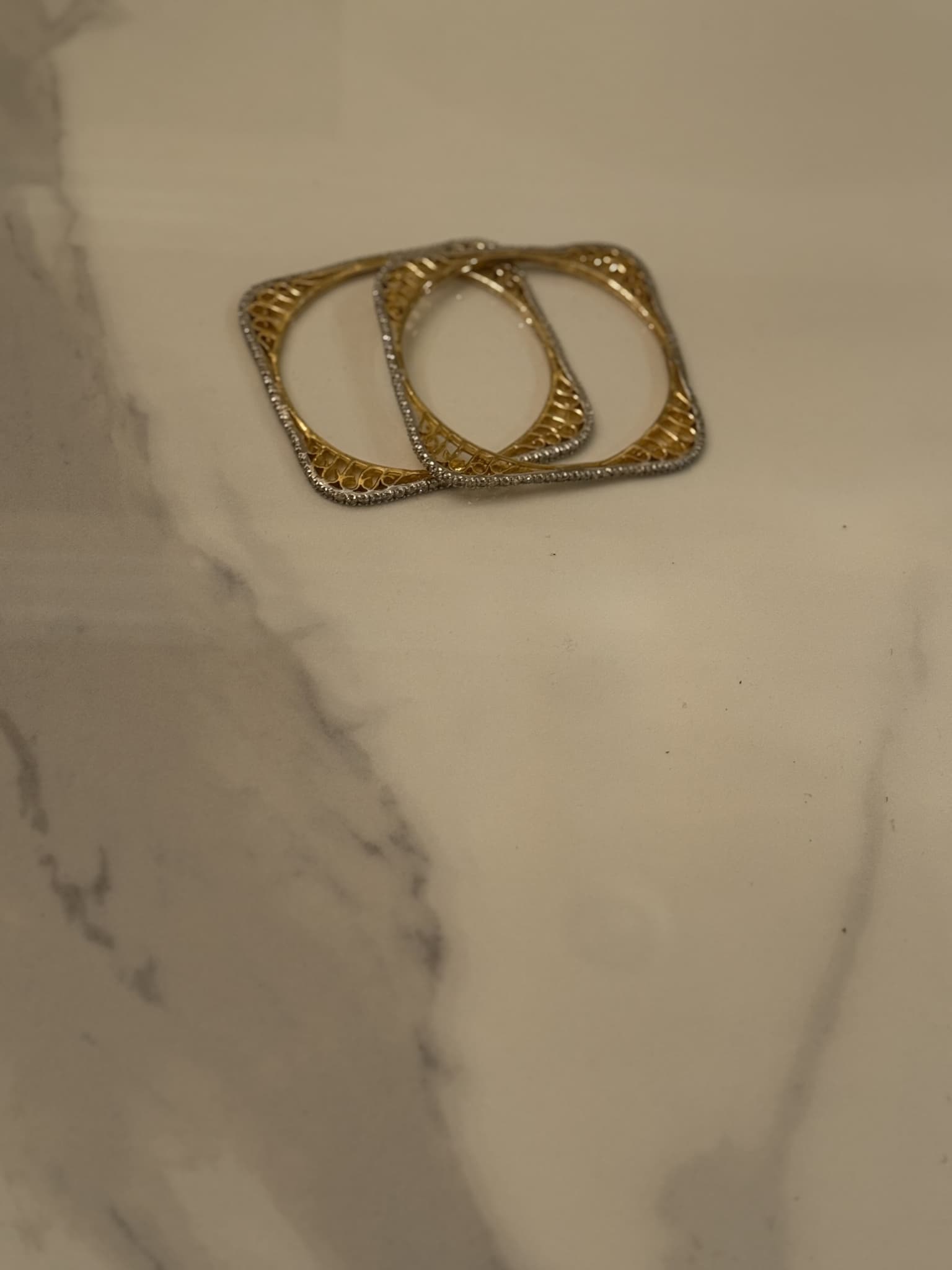 Gold and Silver Filigree Square Bangle