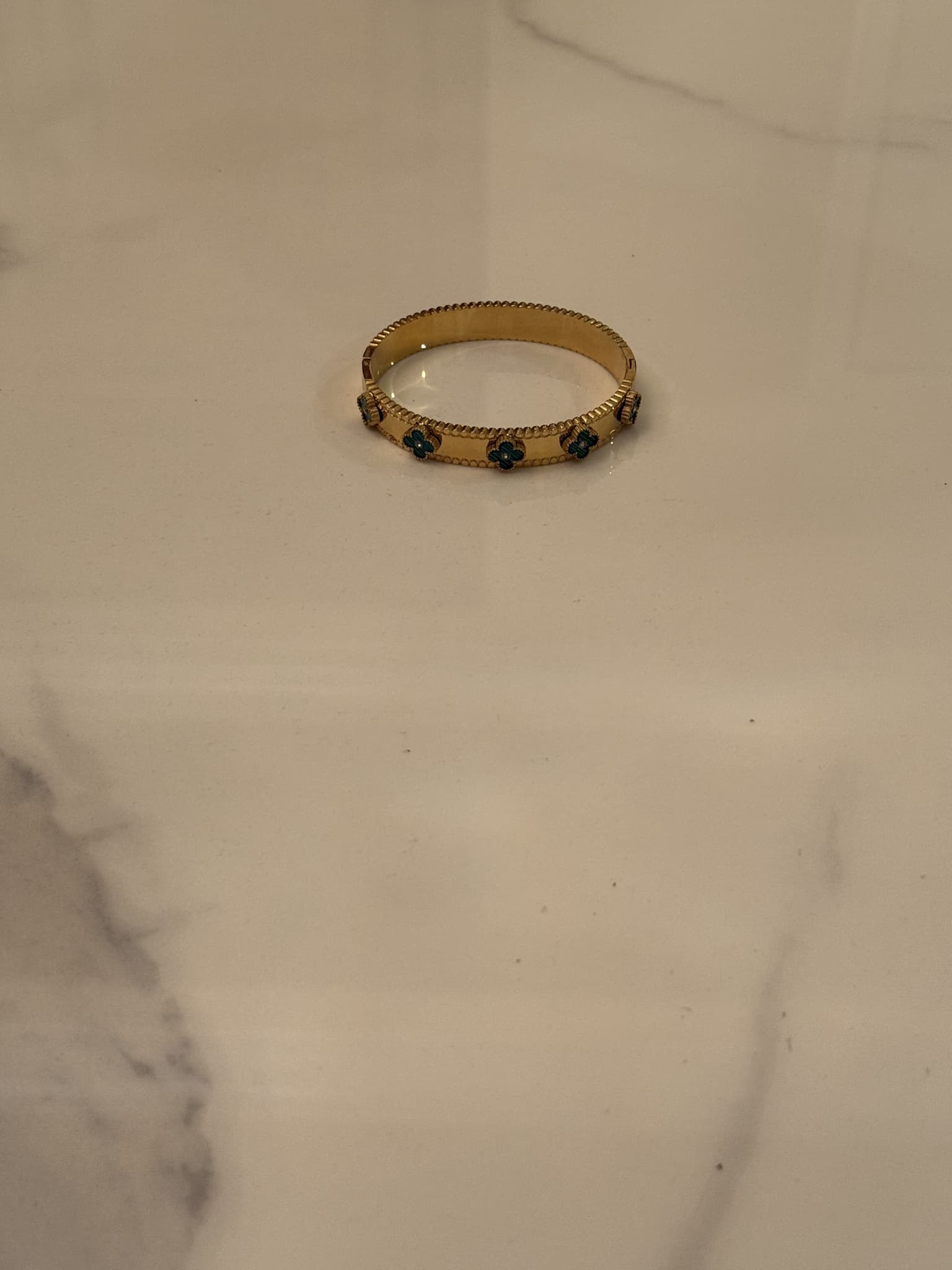 Gold Floral Gemstone Bangle