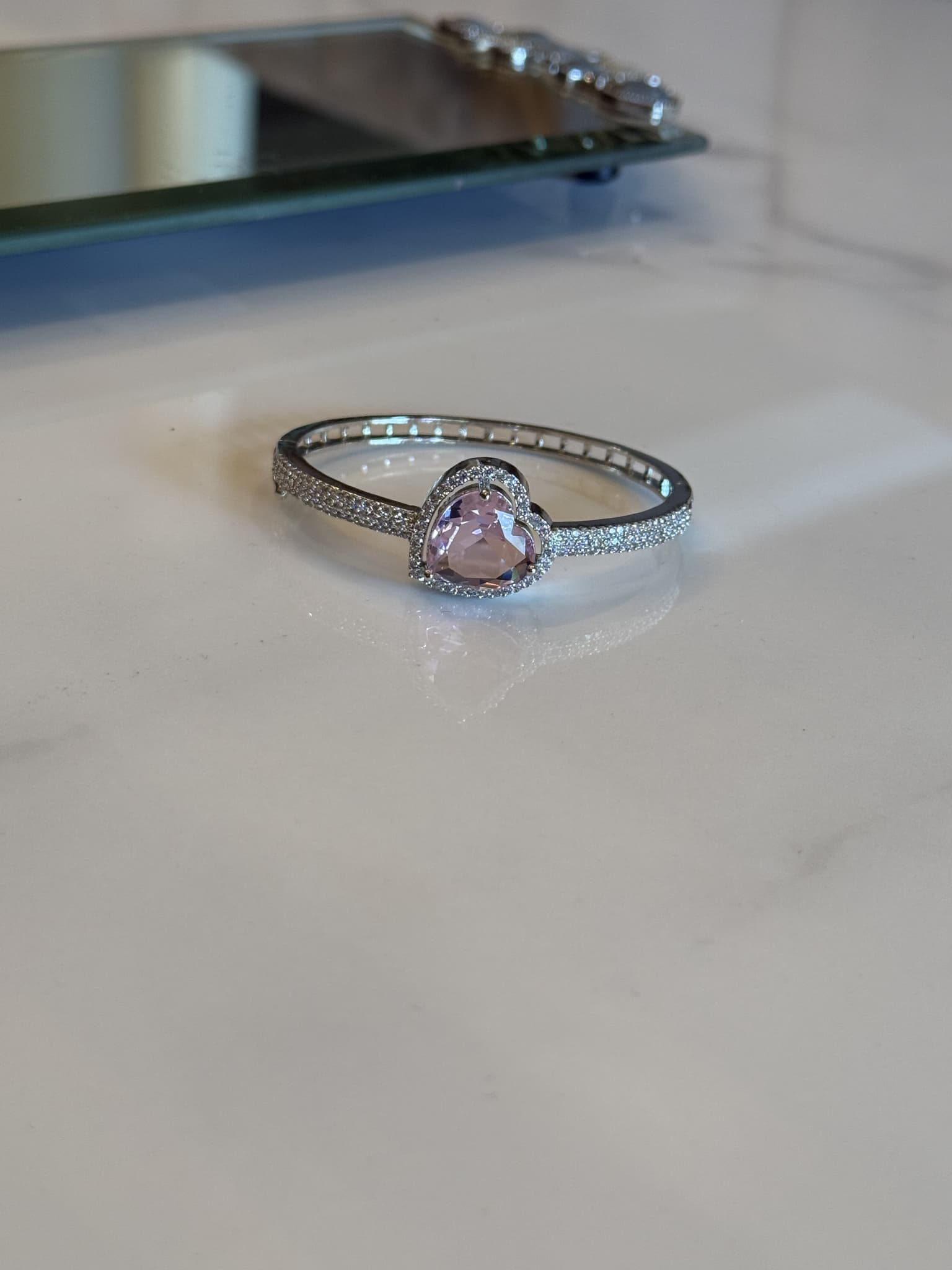 Pink Heart Sapphire Diamond Bracelet