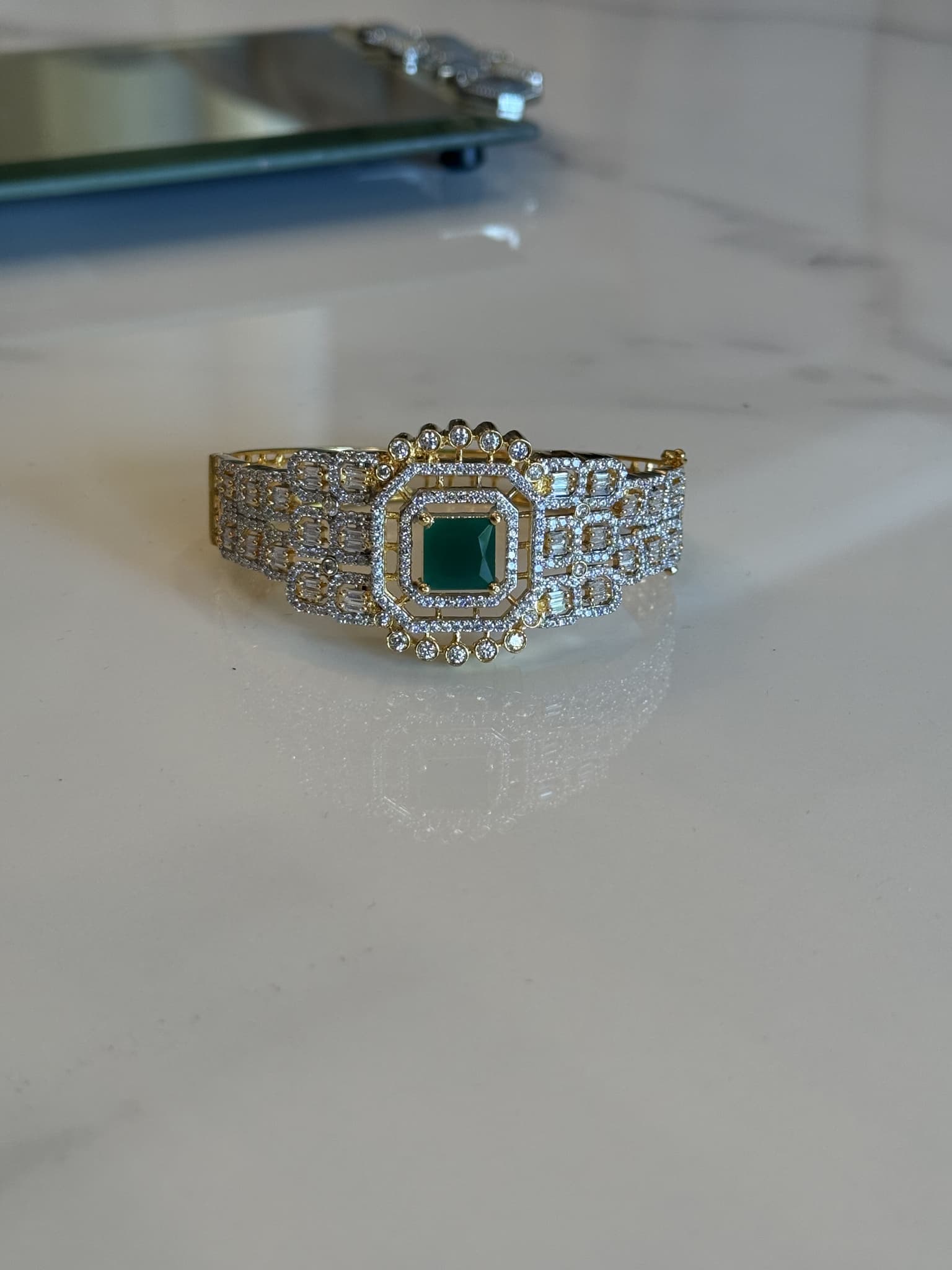 Emerald and Diamond Art Deco Bracelet