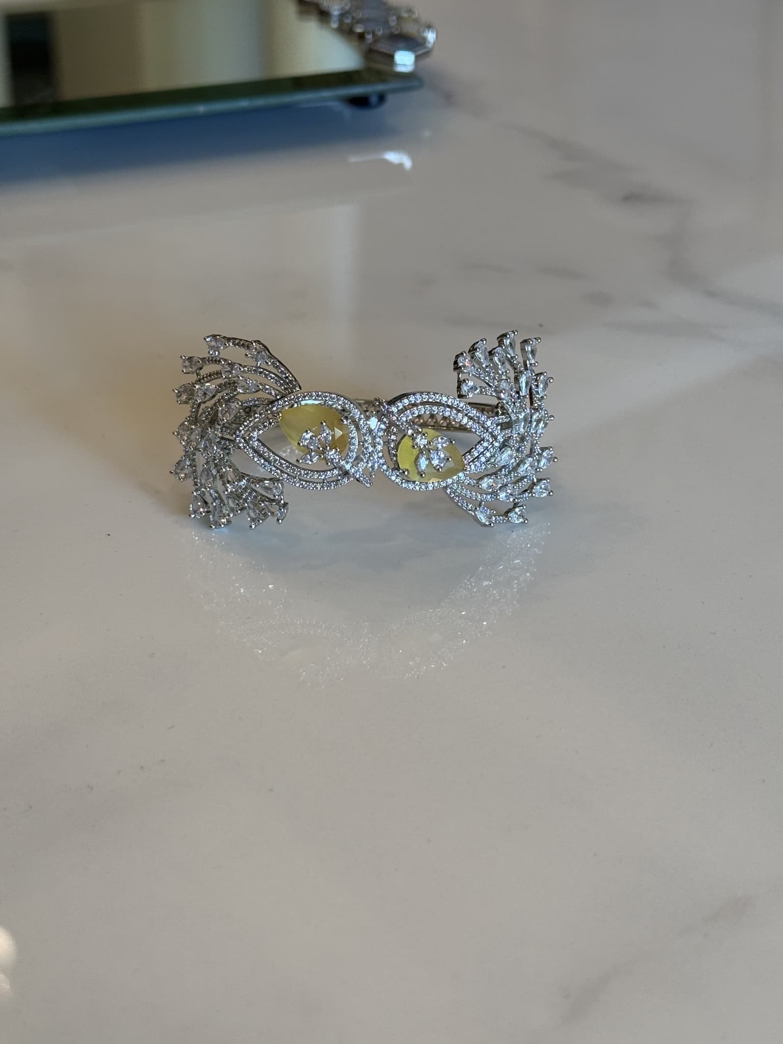 Diamond and Yellow Stone Bypass Cuff