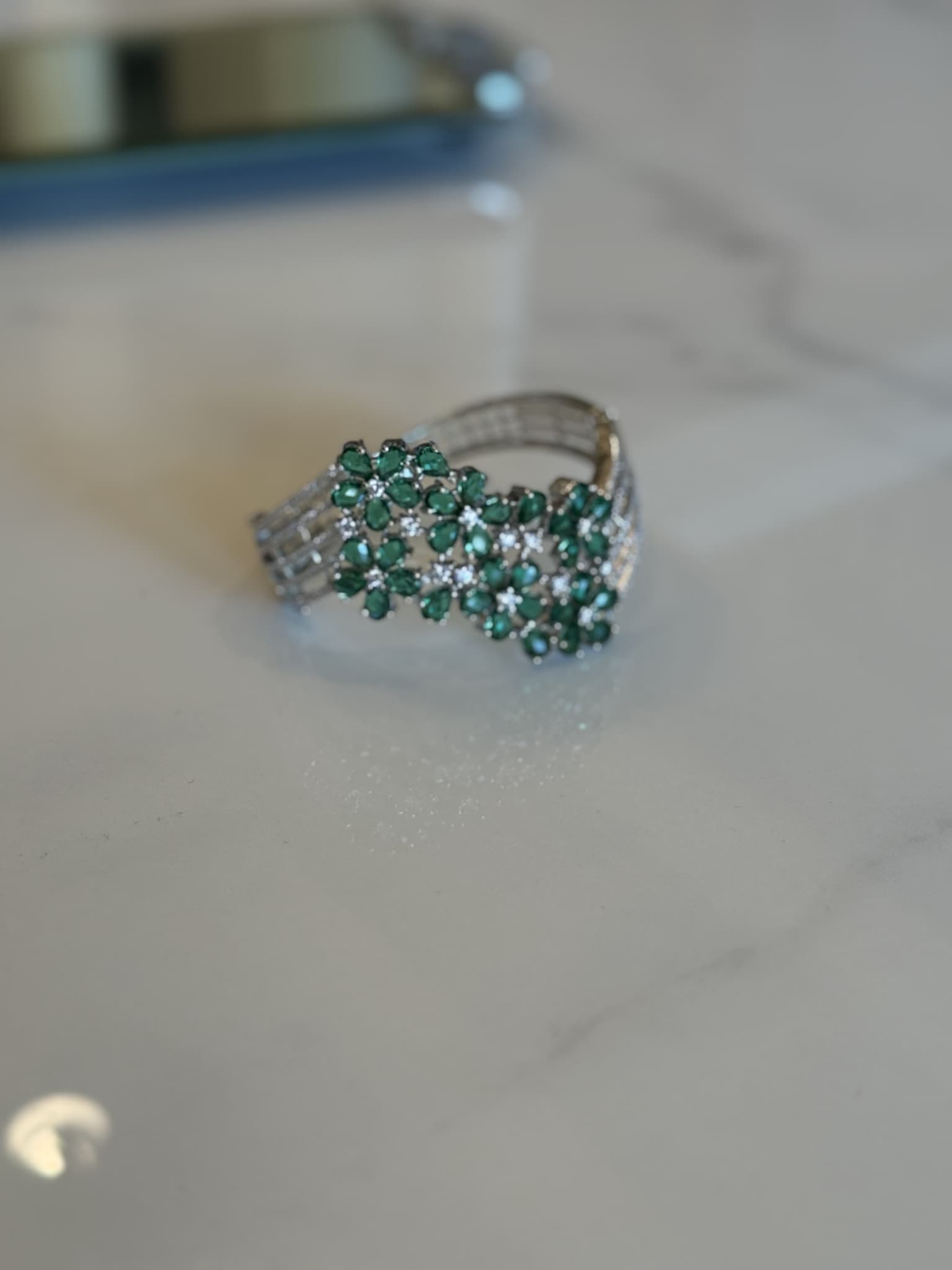 Emerald Floral Grid Bracelet