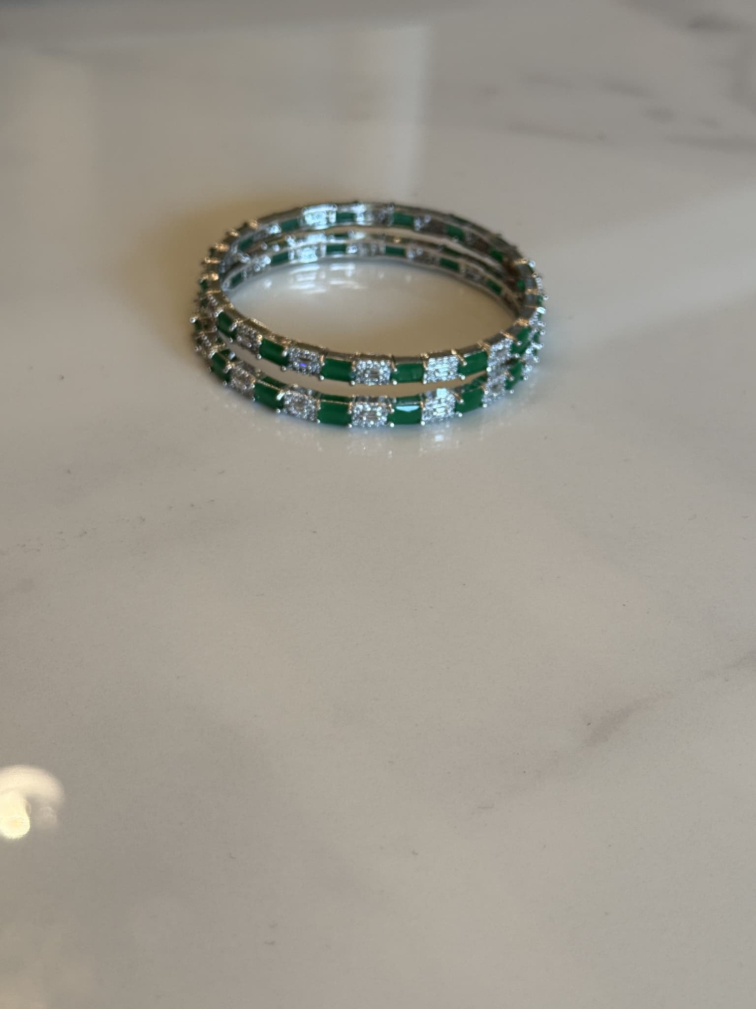Emerald and Diamond Bangle Set