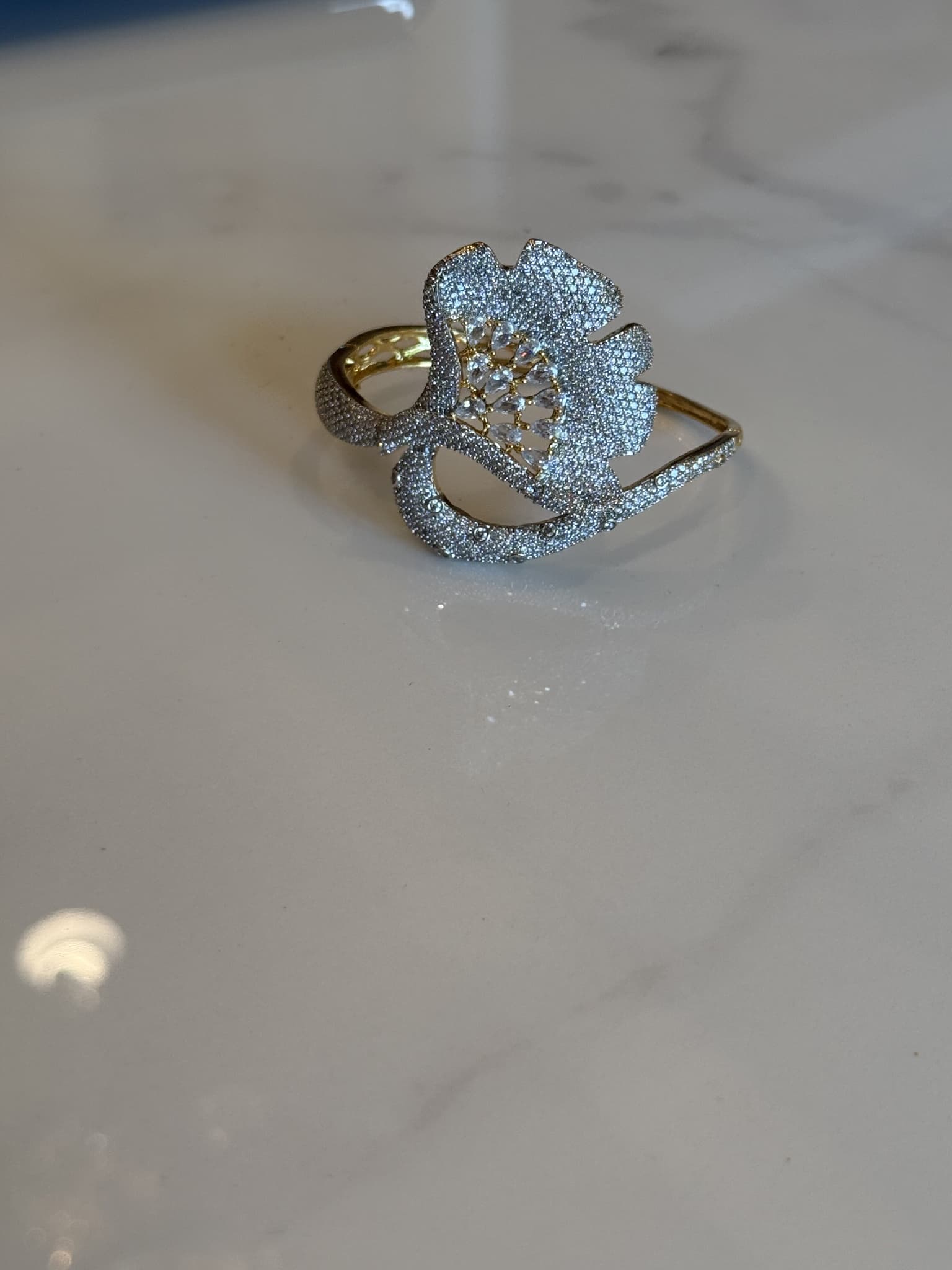 Pave Diamond Leaf Cuff
