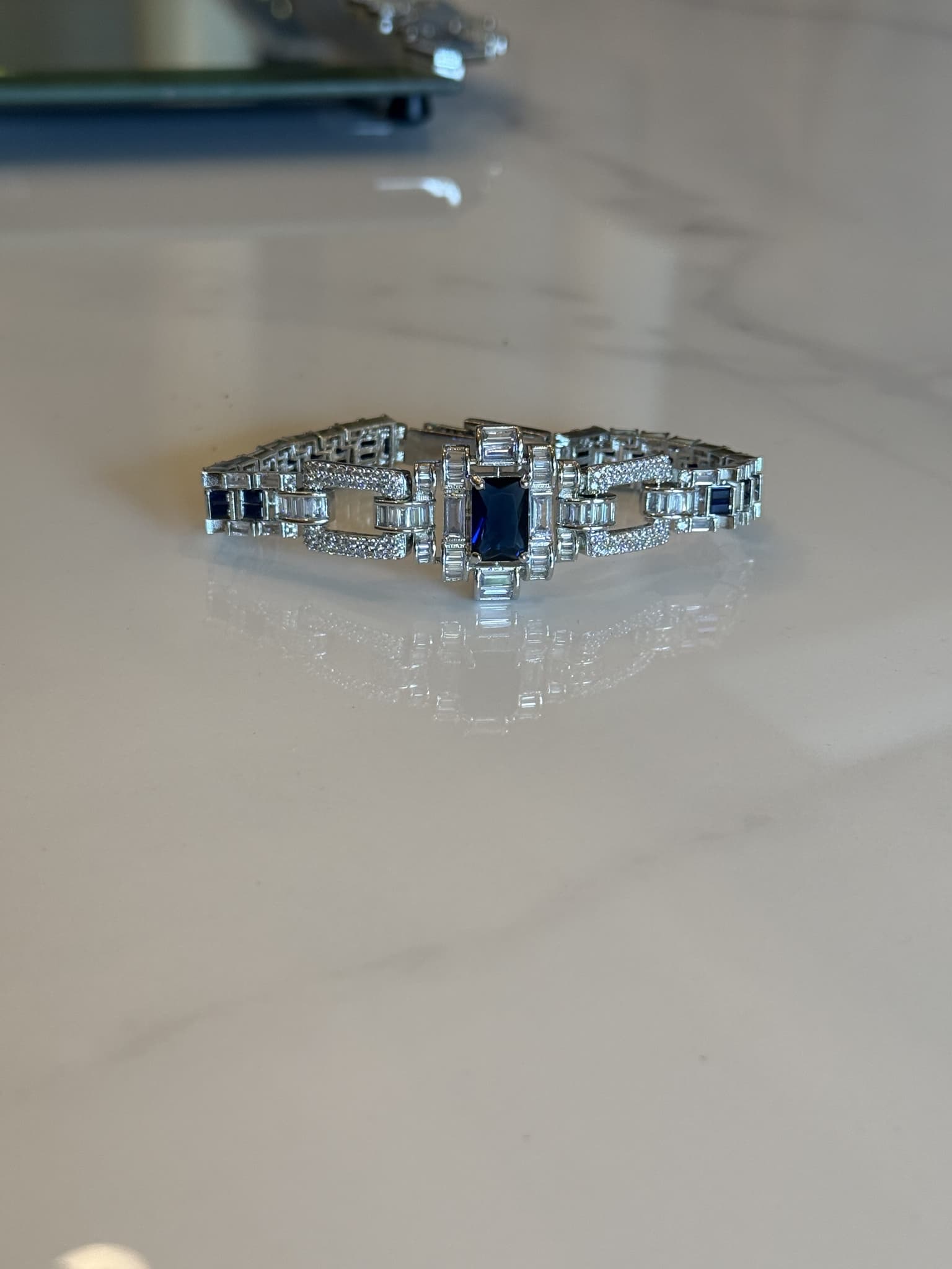 Blue Sapphire Art Deco Bracelet