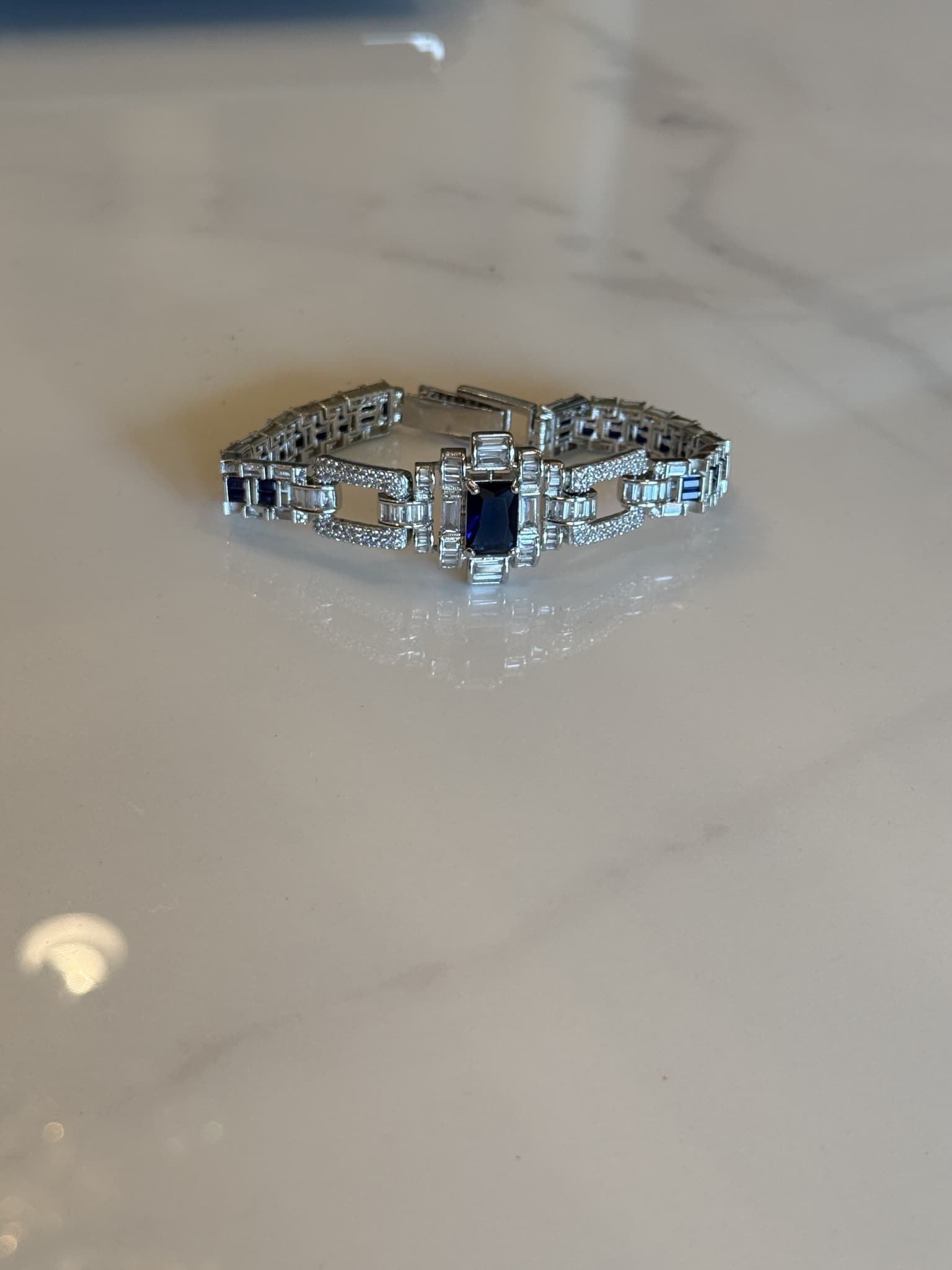 Blue Sapphire Art Deco Bracelet