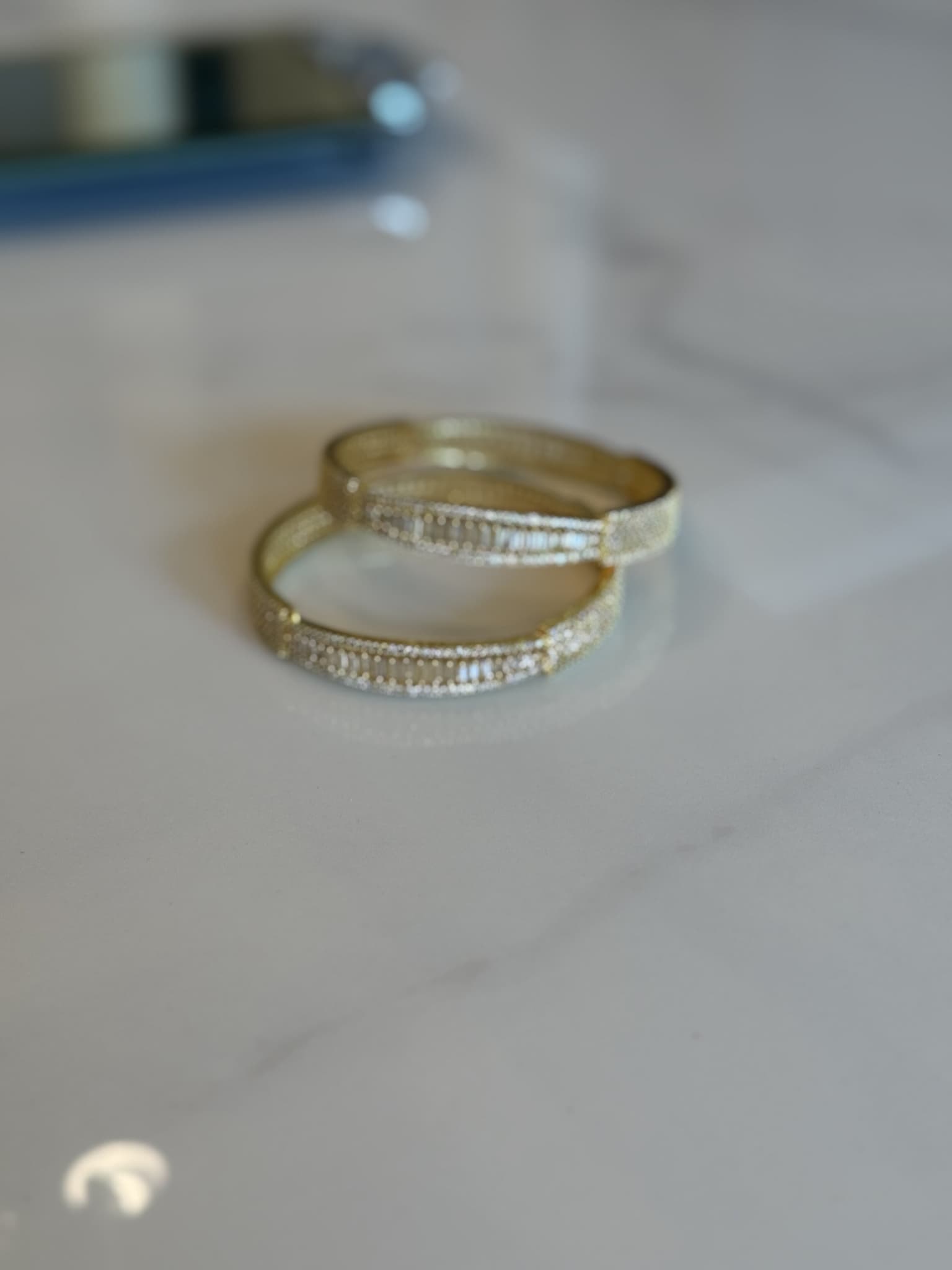 Gold Baguette Crystal Pavé Bangles pair