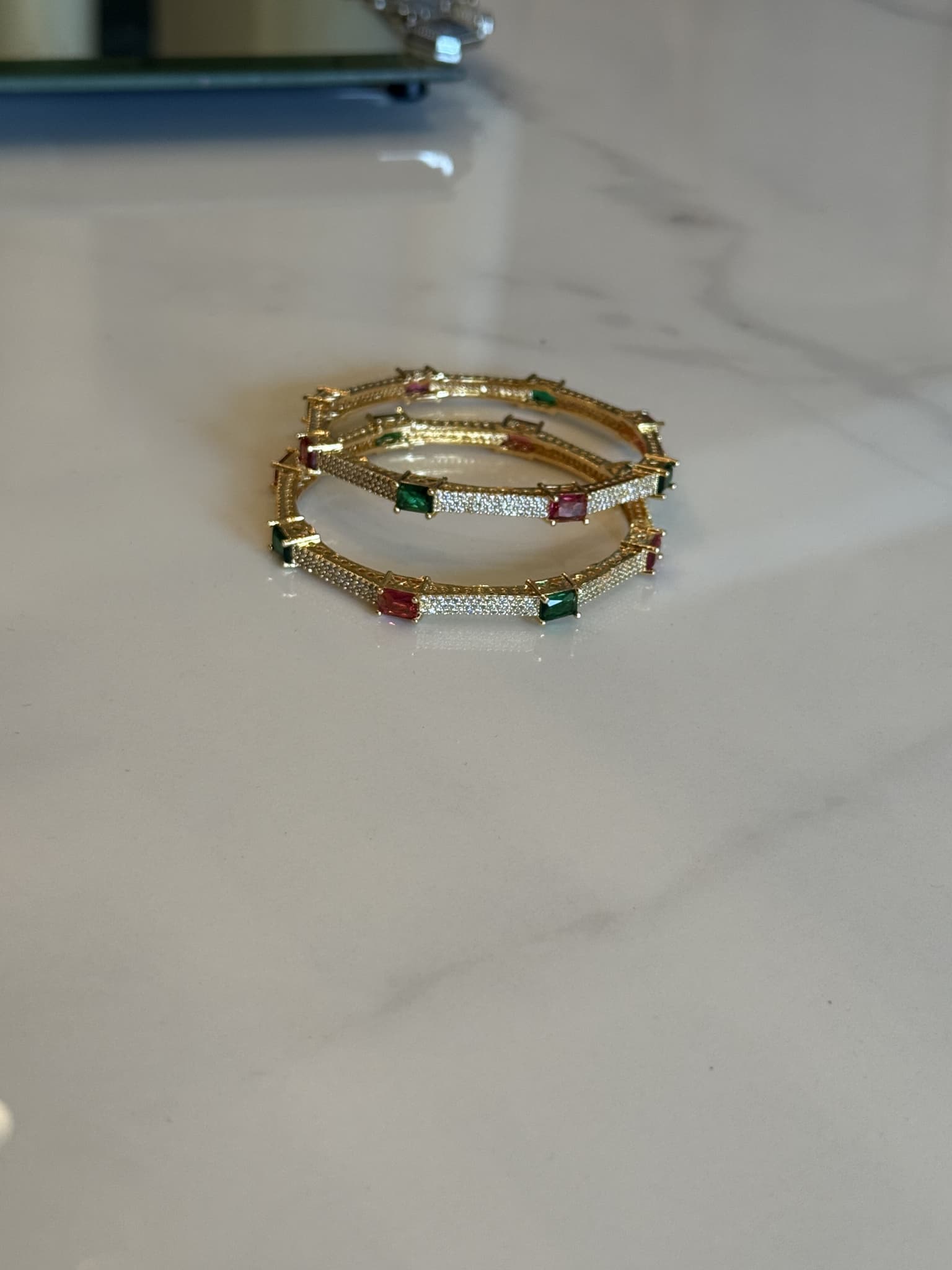 Multistone Ruby and Emerald Bangles pair