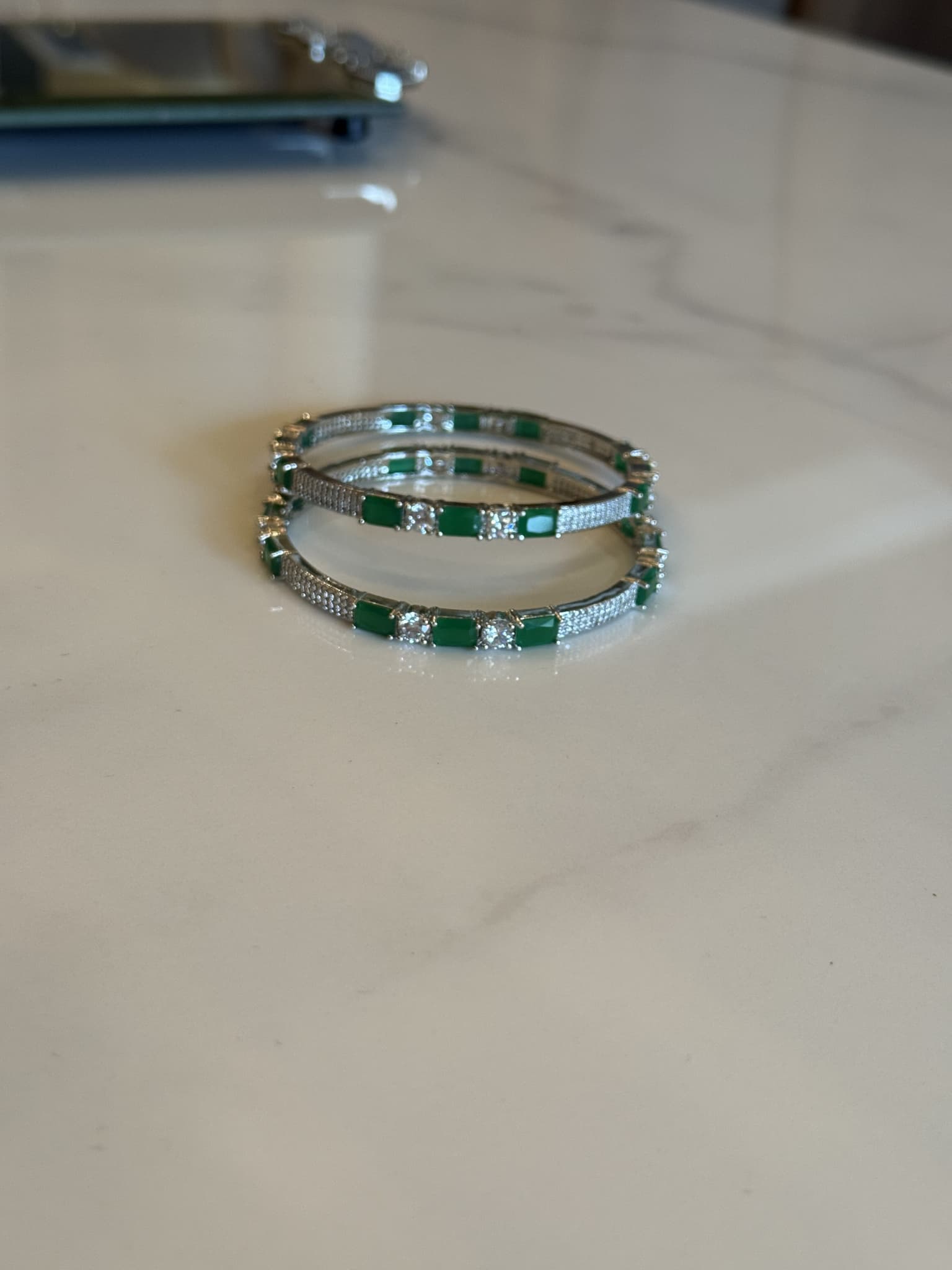 Emerald and Diamond Bangle Pair