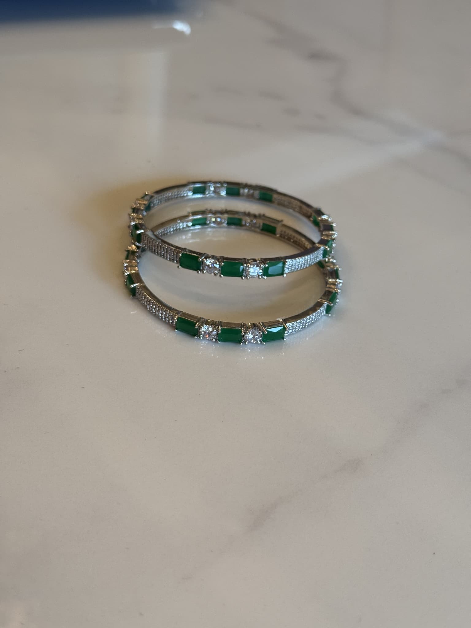 Emerald and Diamond Bangle Pair