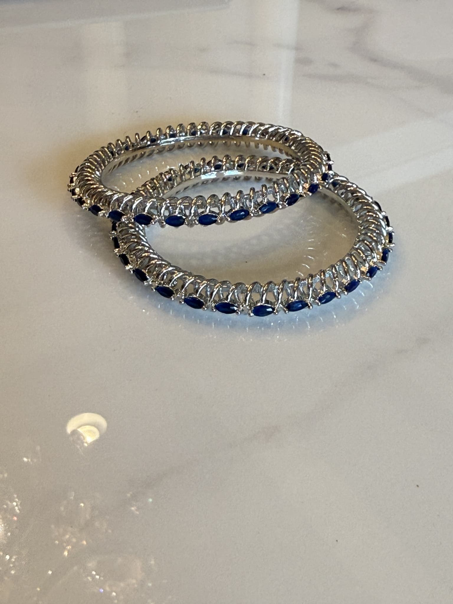 Blue Glass Chain Bracelet