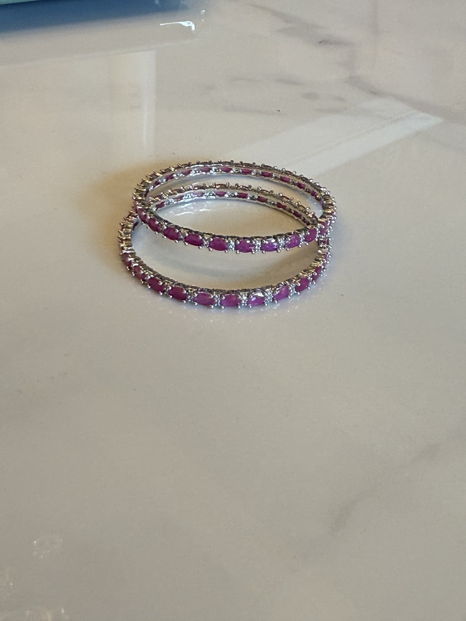 Ruby and Diamond Line Bangles